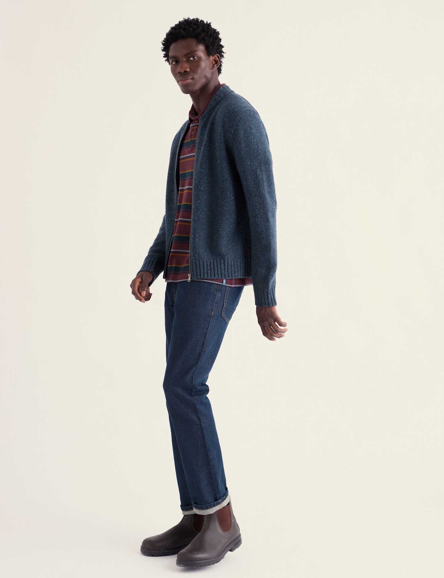 Seasalt Cornwall Merino Wool Rich Shawl Neck Zip Up Cardigan Navy