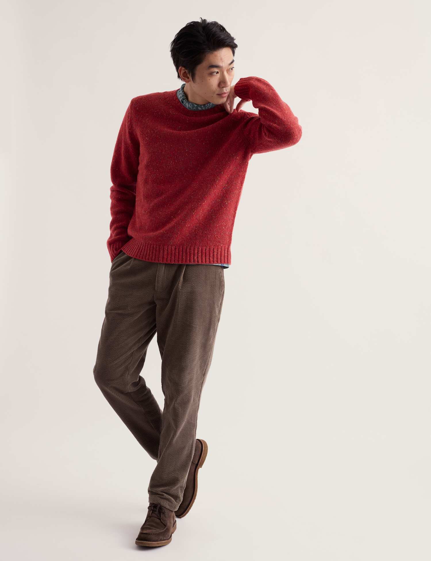 Seasalt Cornwall Merino Wool Rich Flecked Crew Neck Jumper Red