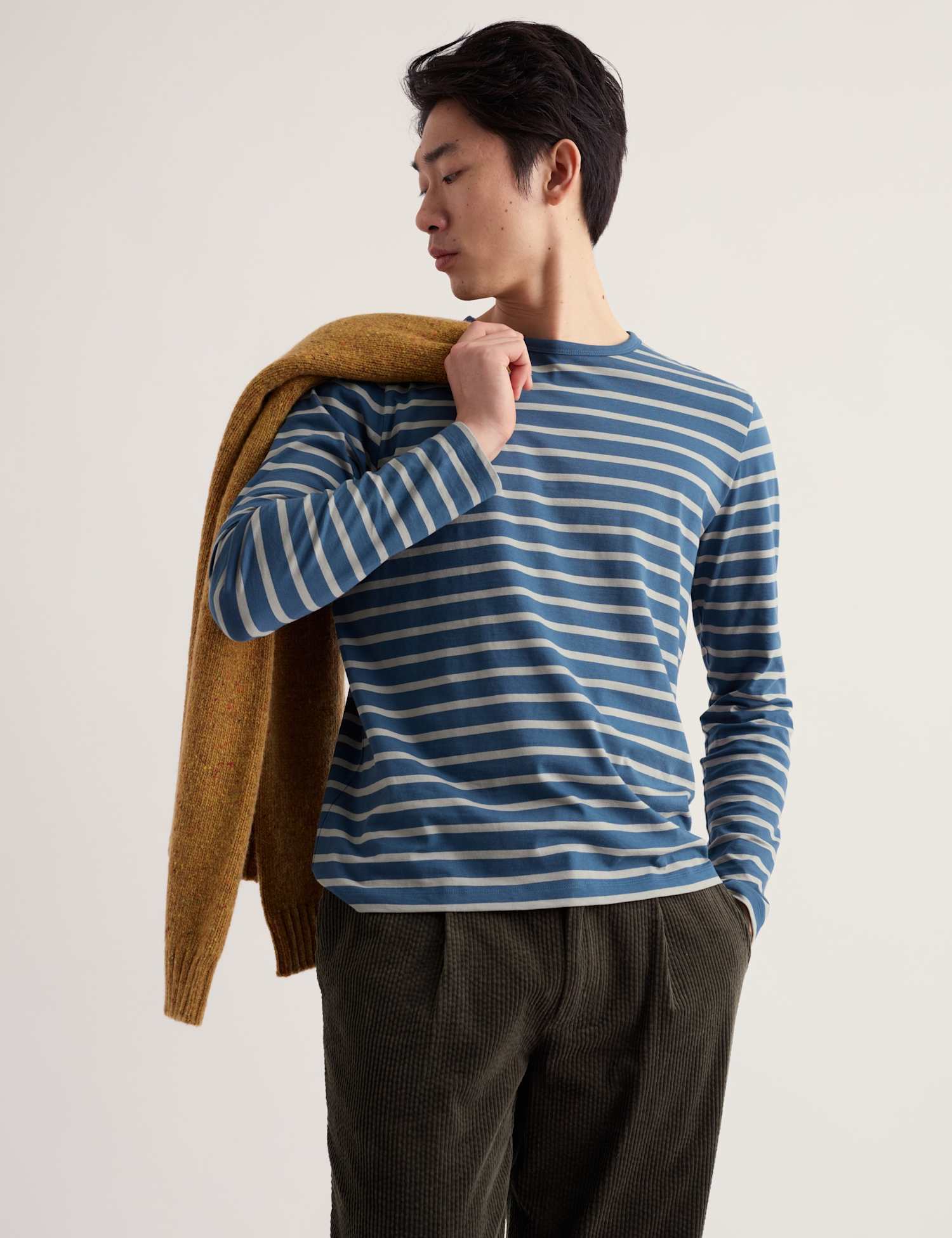 Seasalt Cornwall Pure Cotton Striped Long Sleeve Top Blue Mix