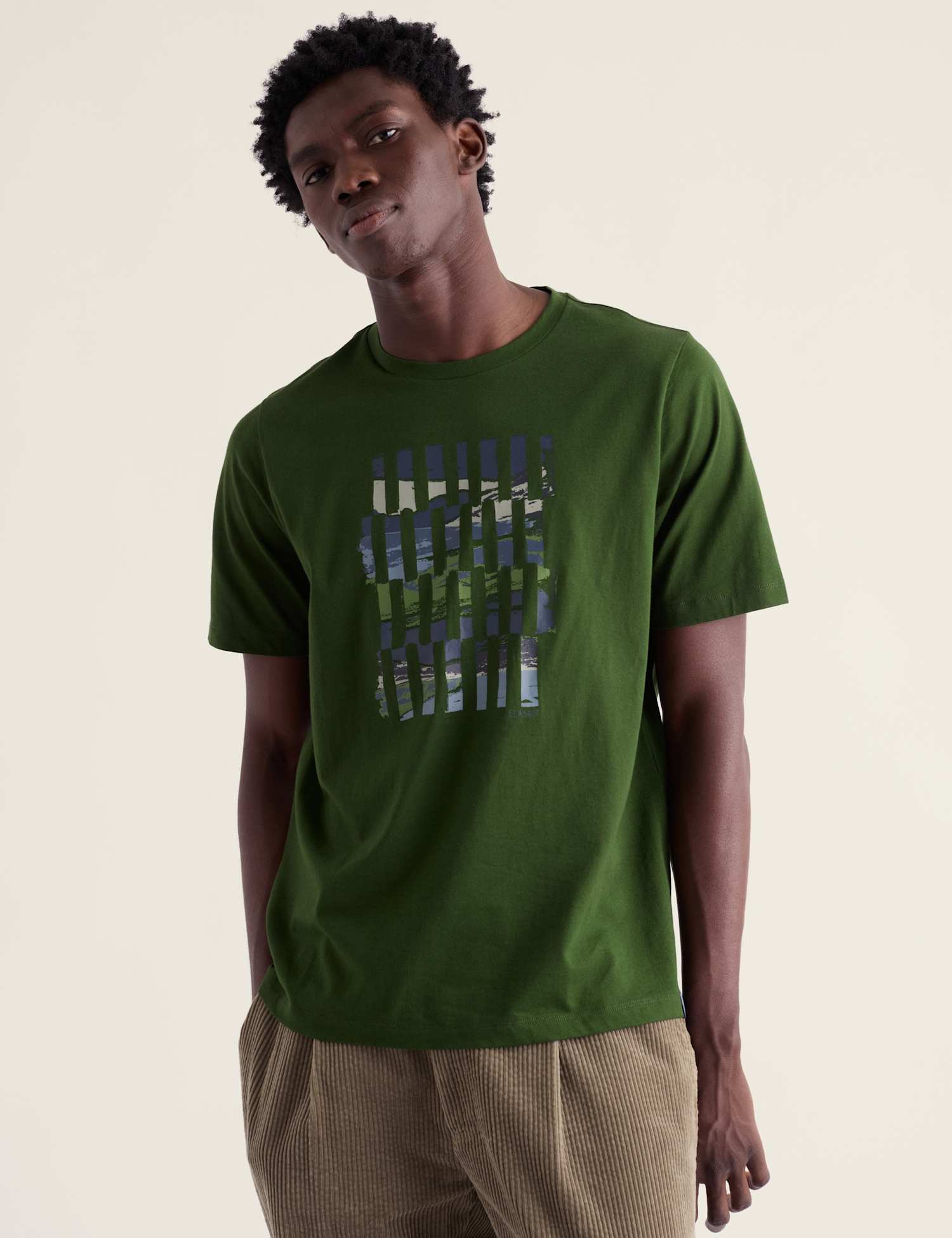 Seasalt Cornwall Pure Cotton Abstract Graphic T-Shirt Green Mix