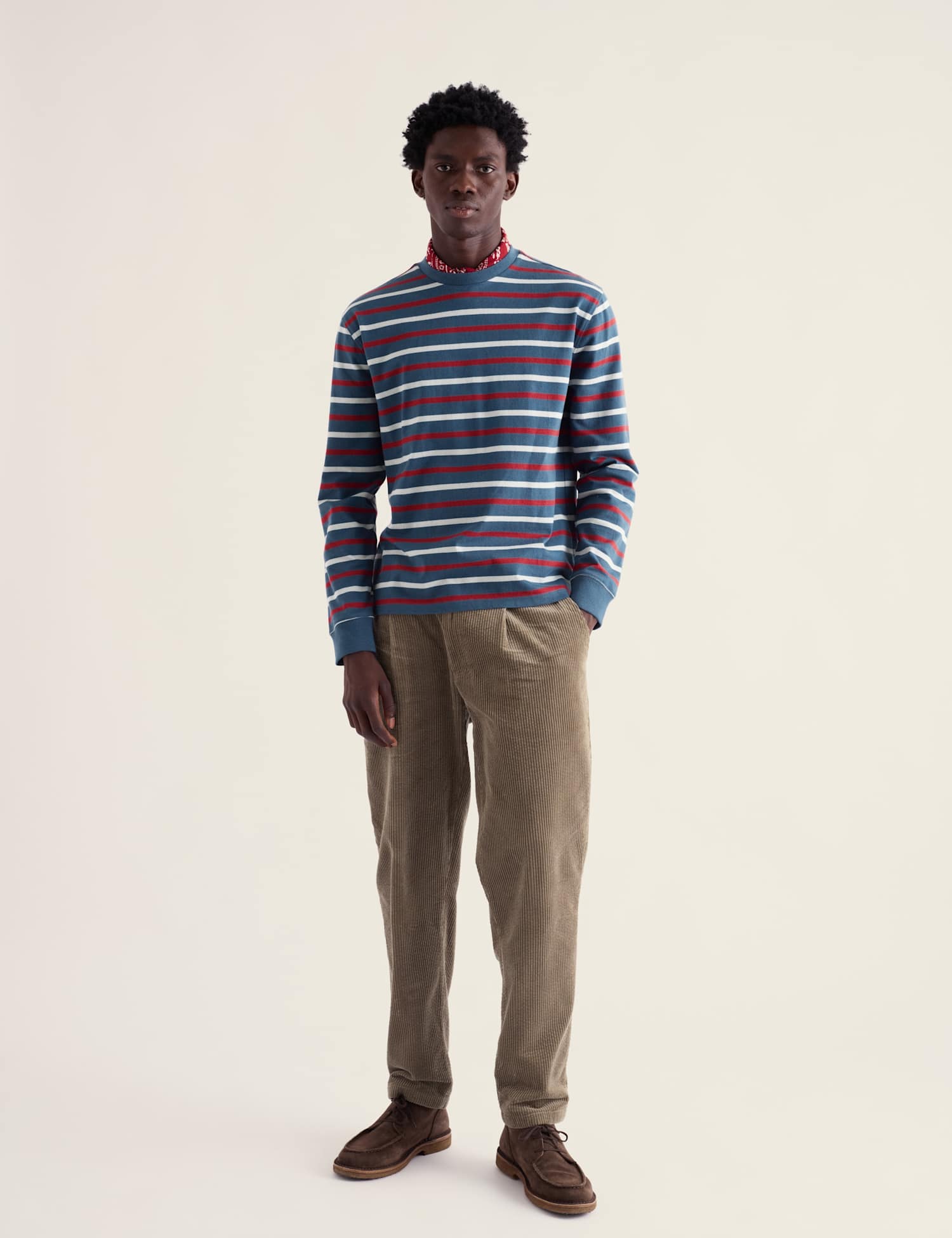 Seasalt Cornwall Pure Cotton Jersey Striped Long Sleeve Top Blue Mix