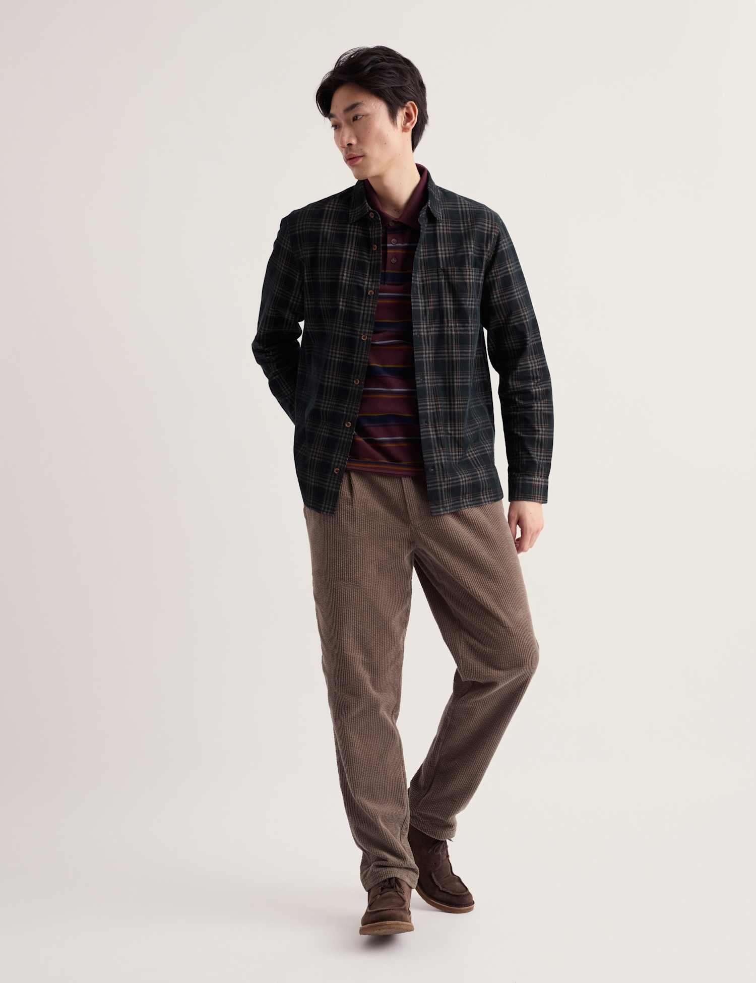 Seasalt Cornwall Relaxed Fit Corduroy Checked Shirt Navy Mix