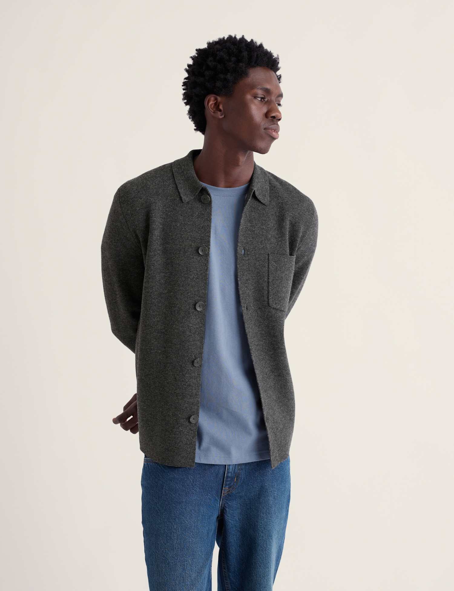 Seasalt Cornwall Regular Fit Wool Rich Knitted Overshirt Grey