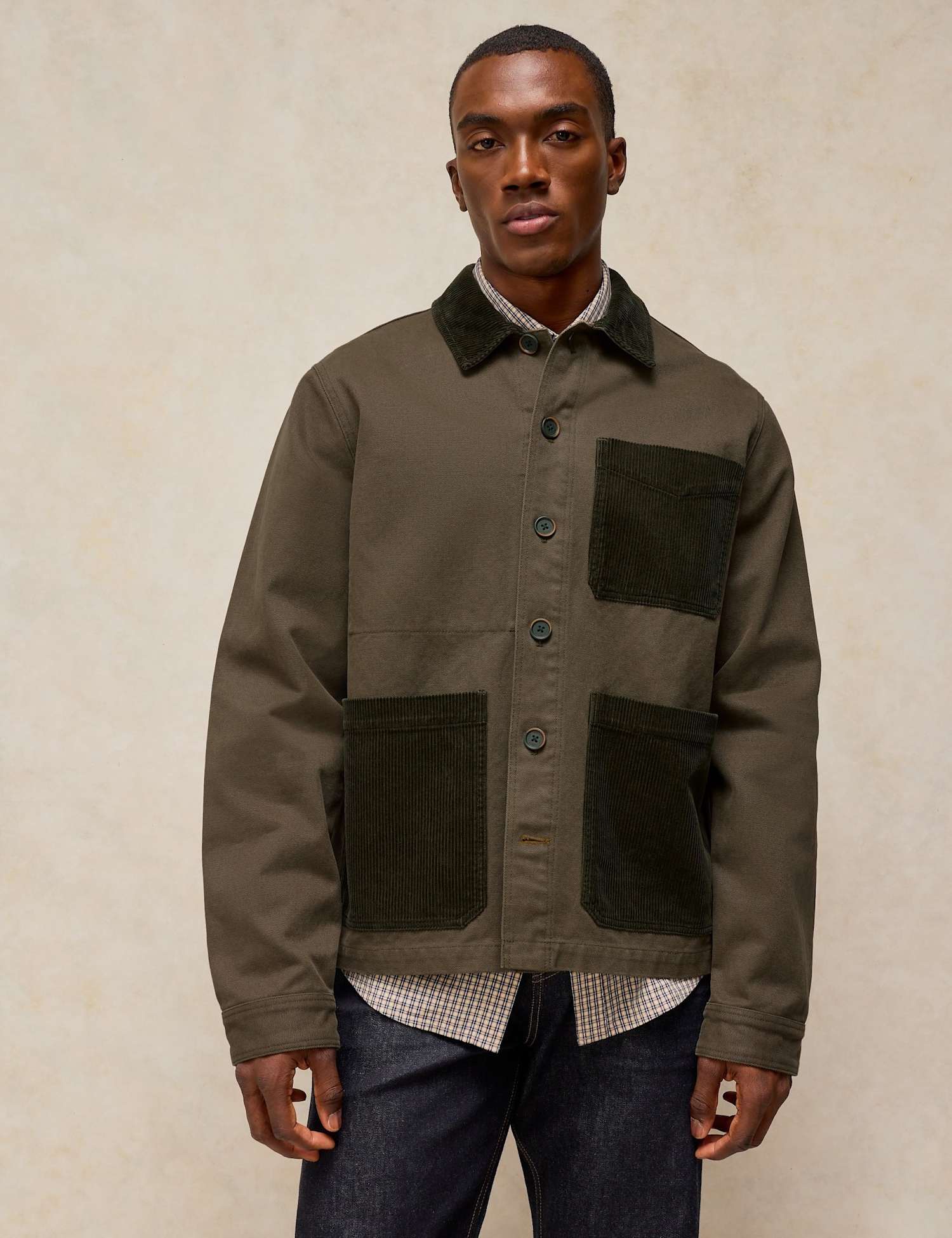 White Stuff Pure Cotton Collared Jacket Khaki