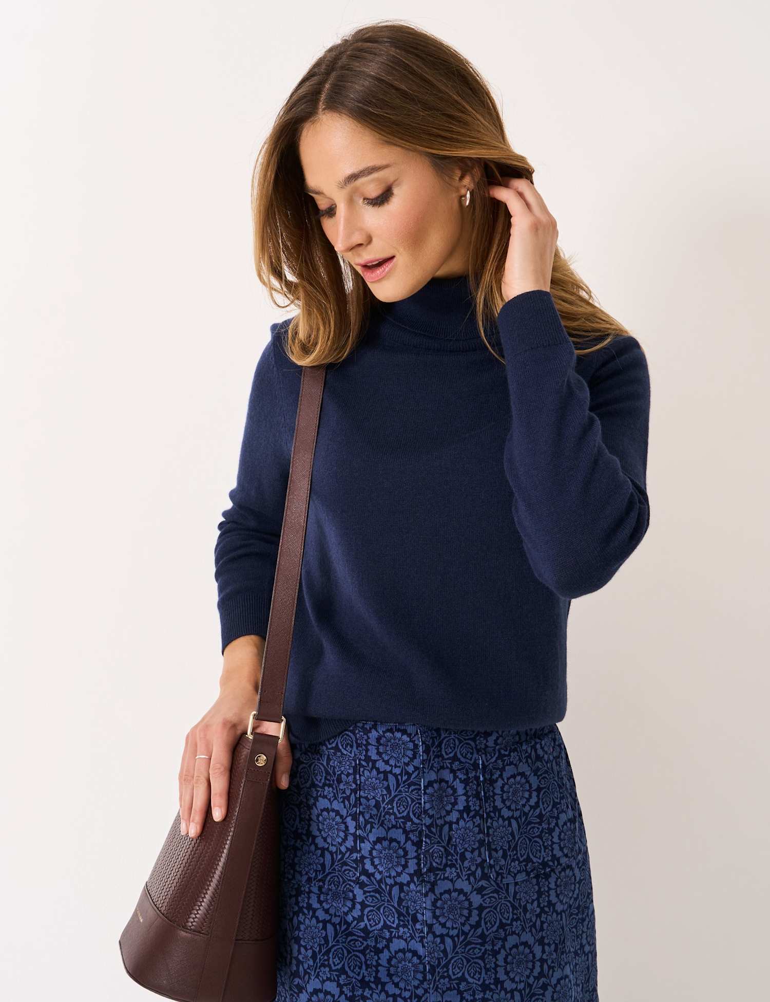 Crew Clothing Merino Wool Rich Jumper with Cashmere Navy