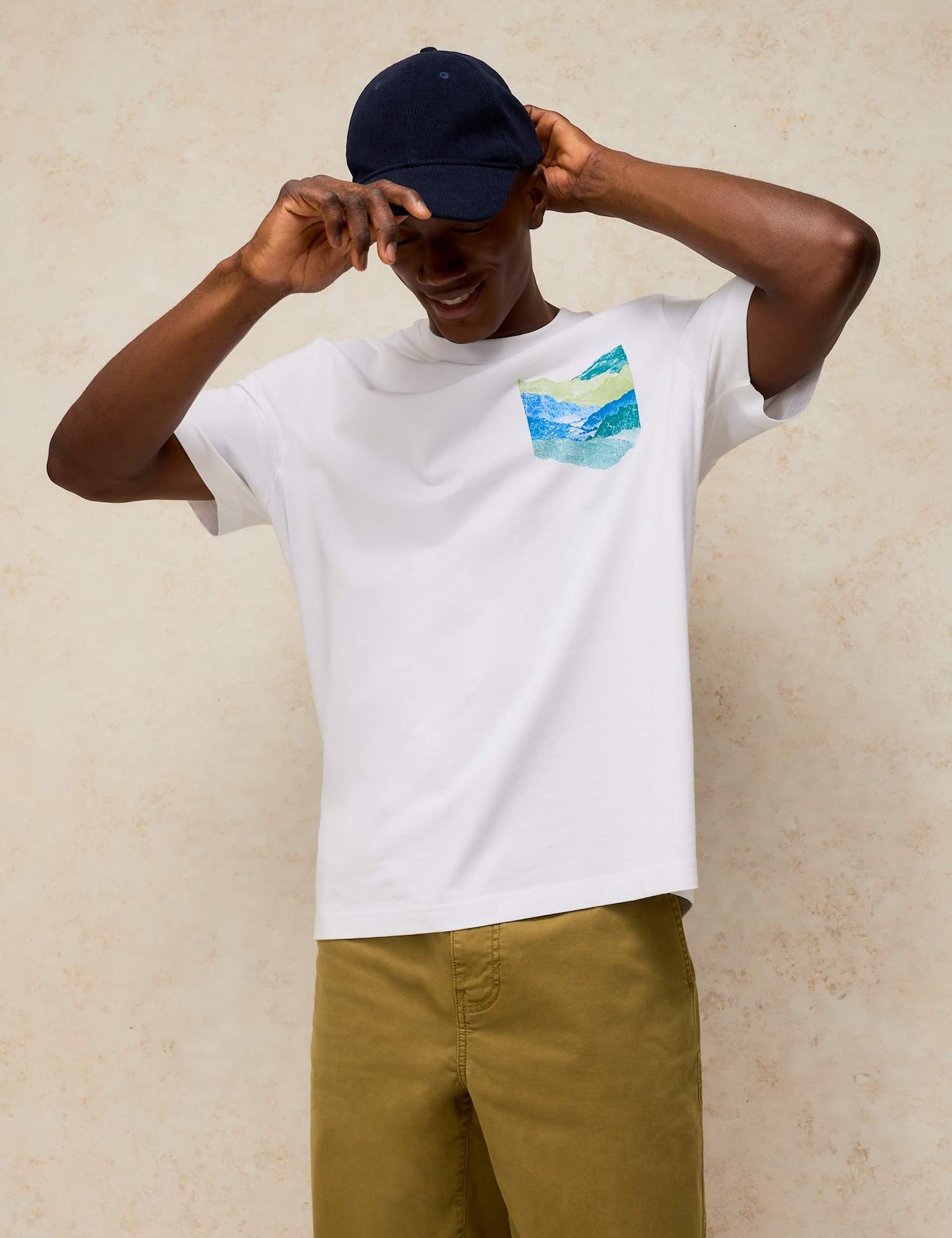 White Stuff Pure Cotton Graphic Crew Neck T-Shirt White