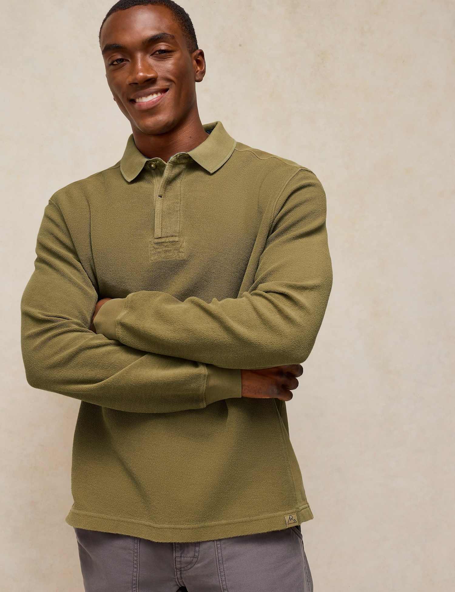 White Stuff Cotton Collared Long Sleeve Sweatshirt Dark Green