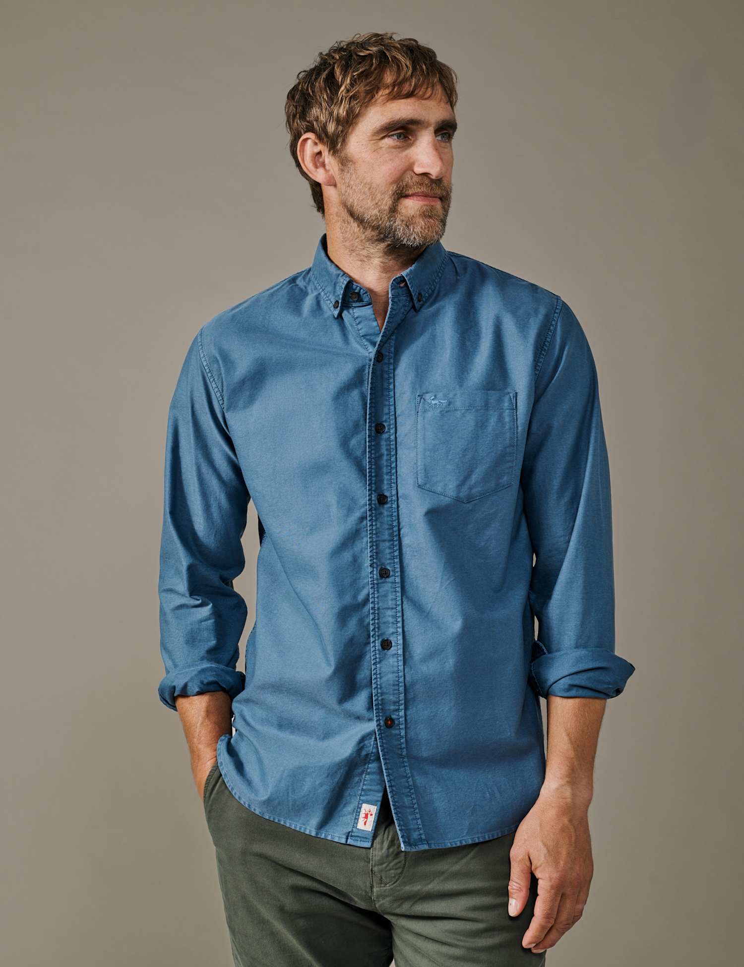 Aubin Regular Fit Pure Cotton Oxford Shirt Mid Blue