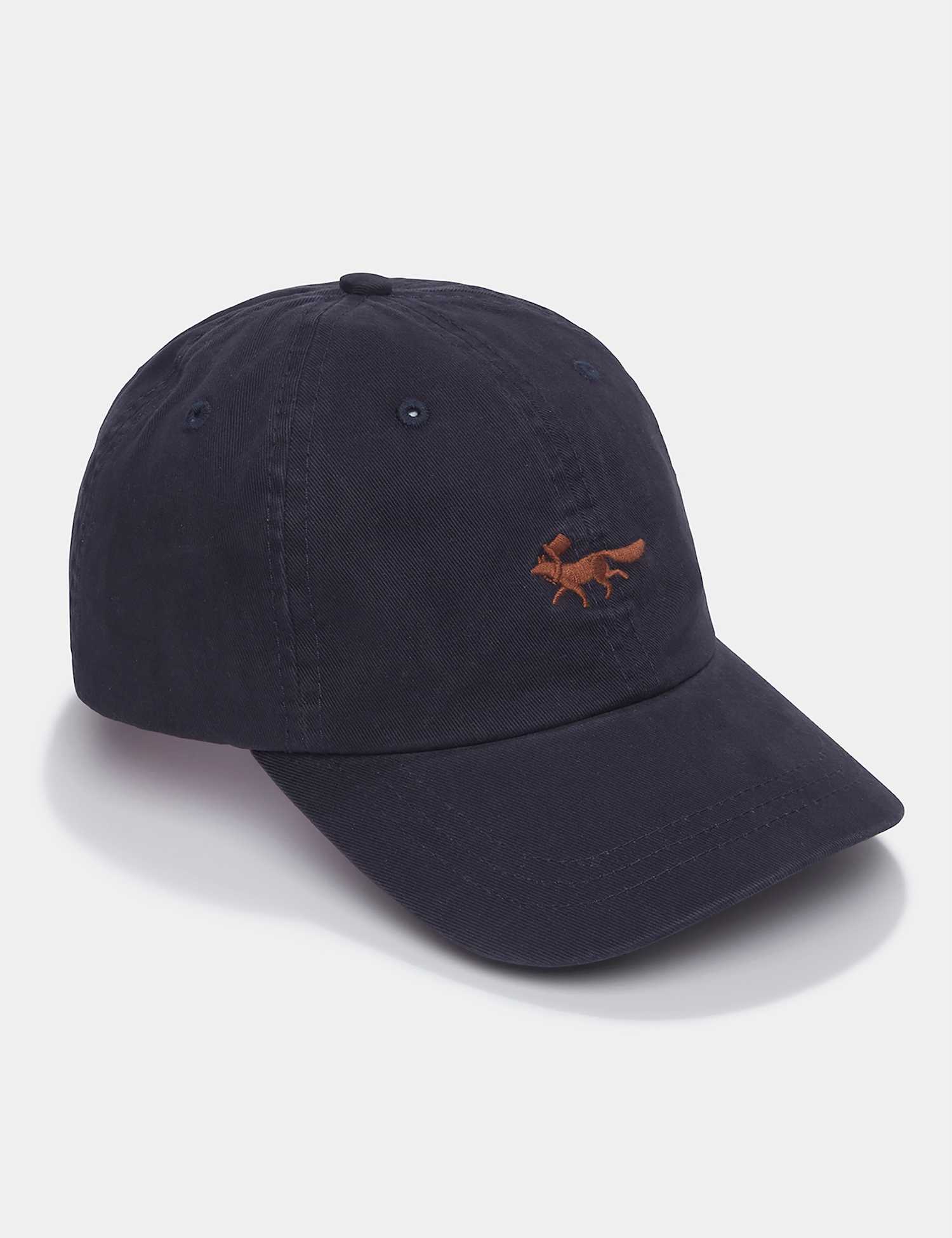 Aubin Pure Cotton Embroidered Flat Cap Navy