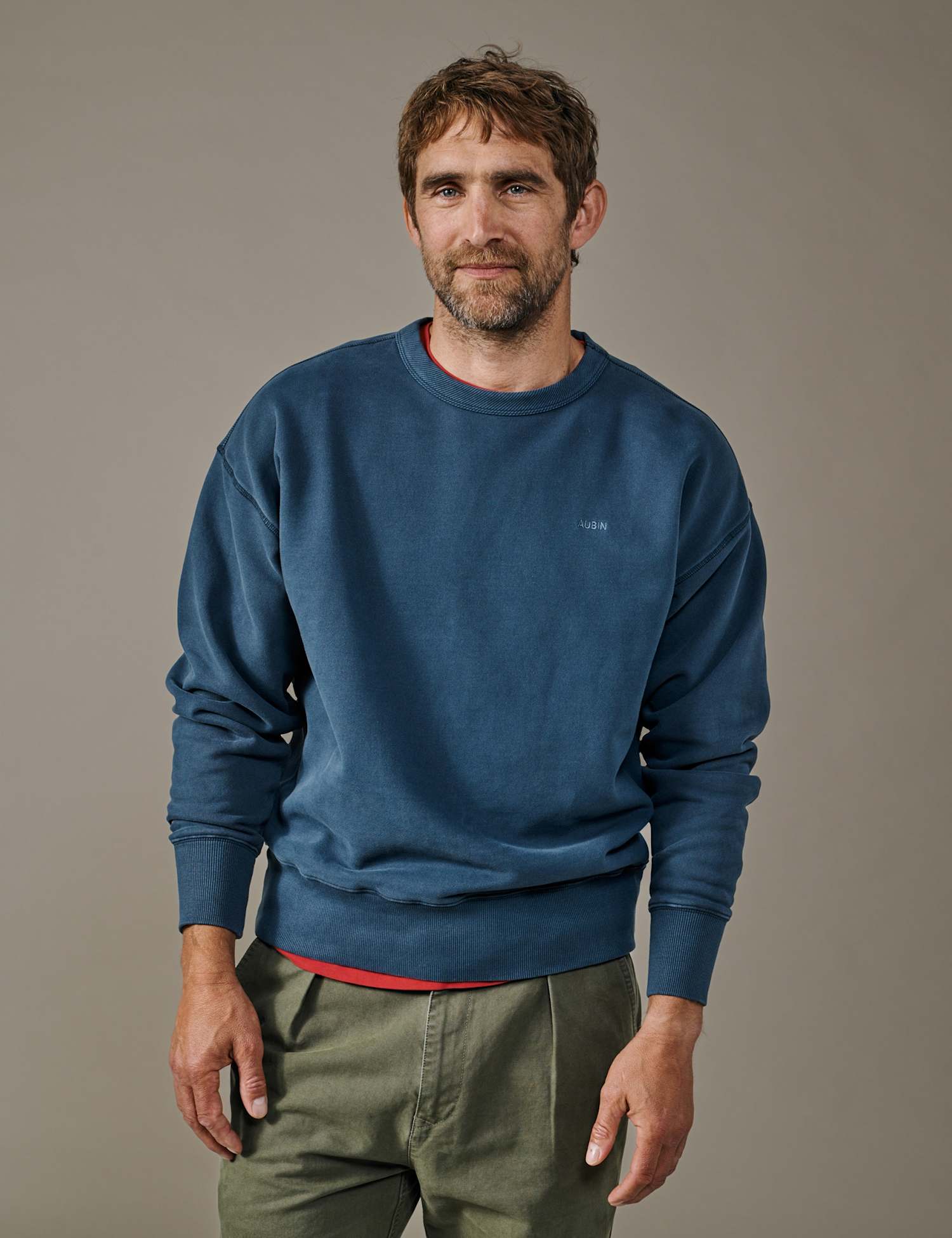 Aubin Pure Cotton Heavy Weight Crew Neck Sweatshirt Navy
