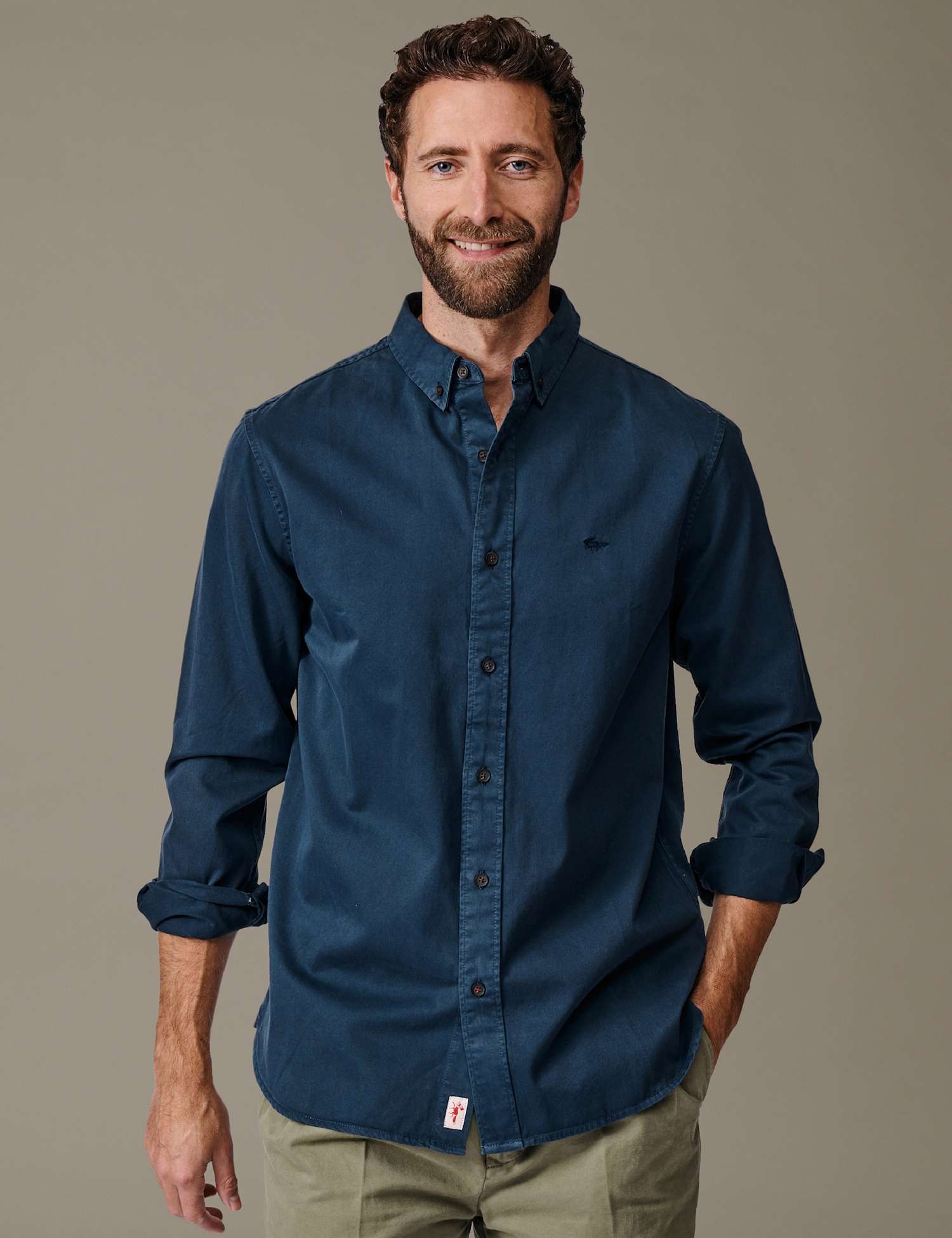 Aubin Regular Fit Pure Cotton Oxford Shirt Navy