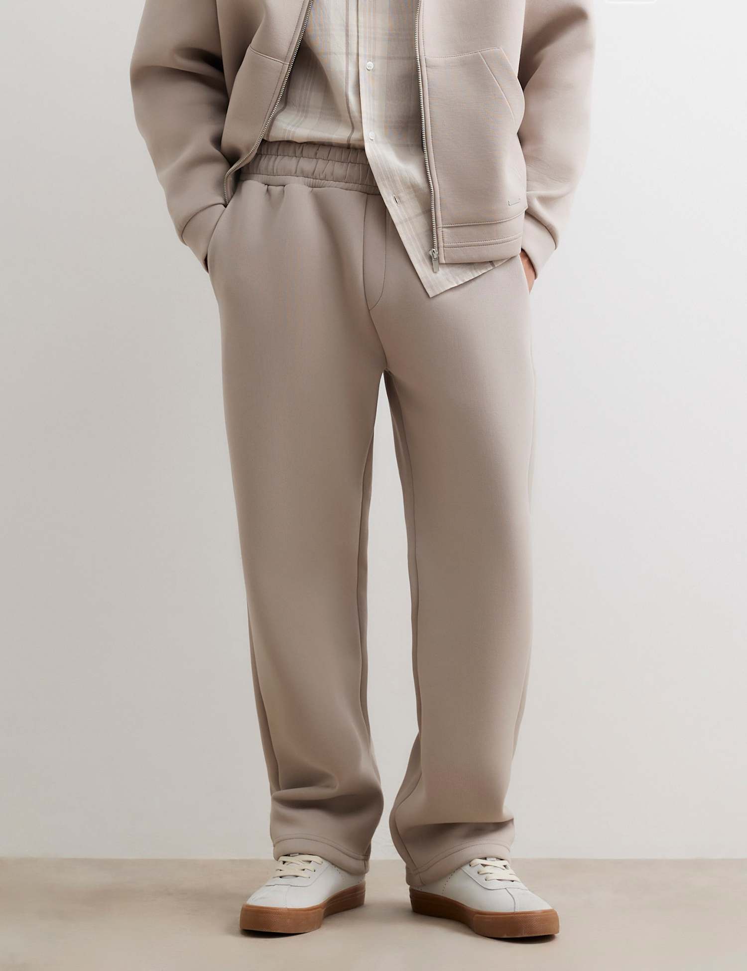 River Island Elasticated Waist Cotton Blend Joggers Stone