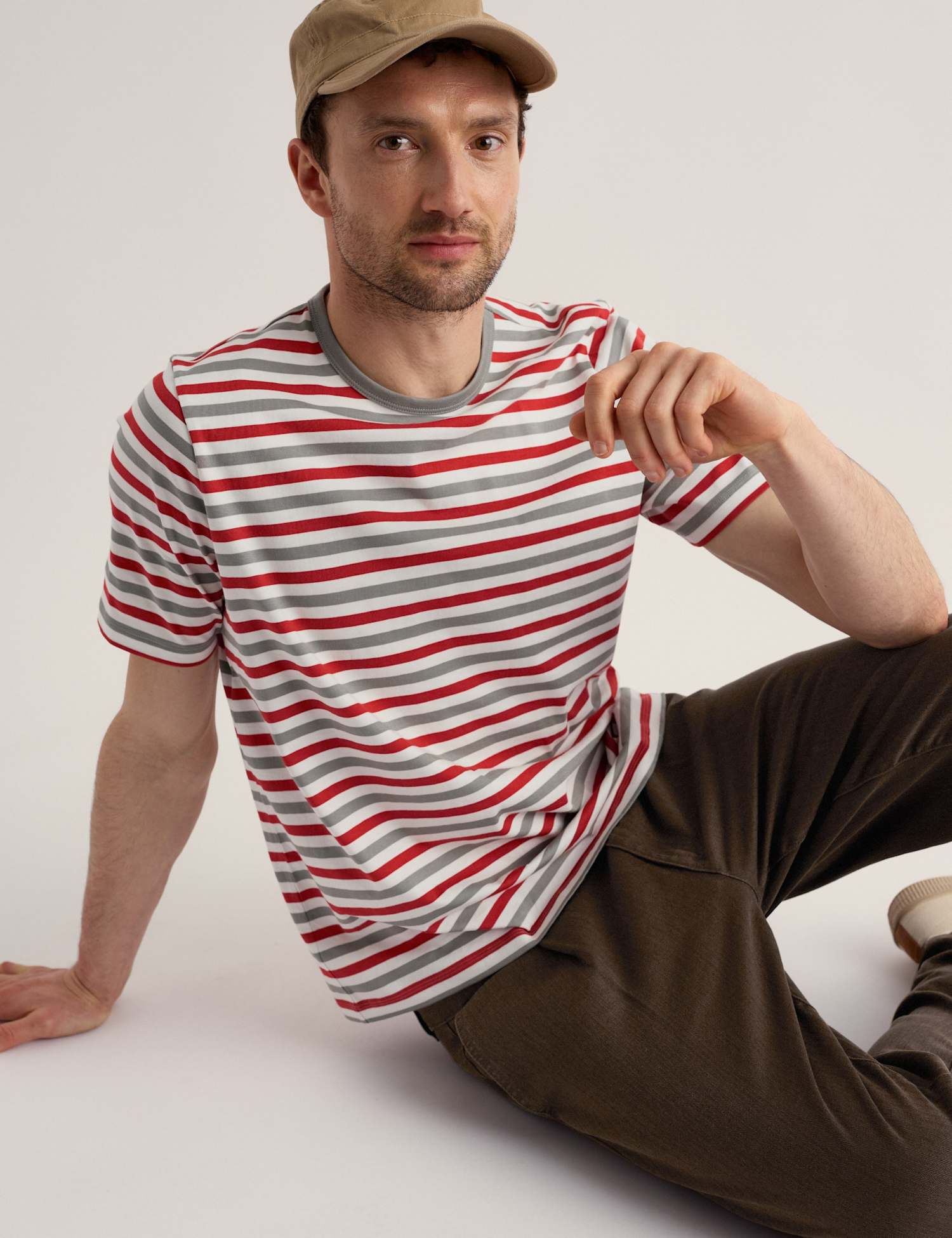 Seasalt Cornwall Pure Cotton Striped T-Shirt Beige Mix