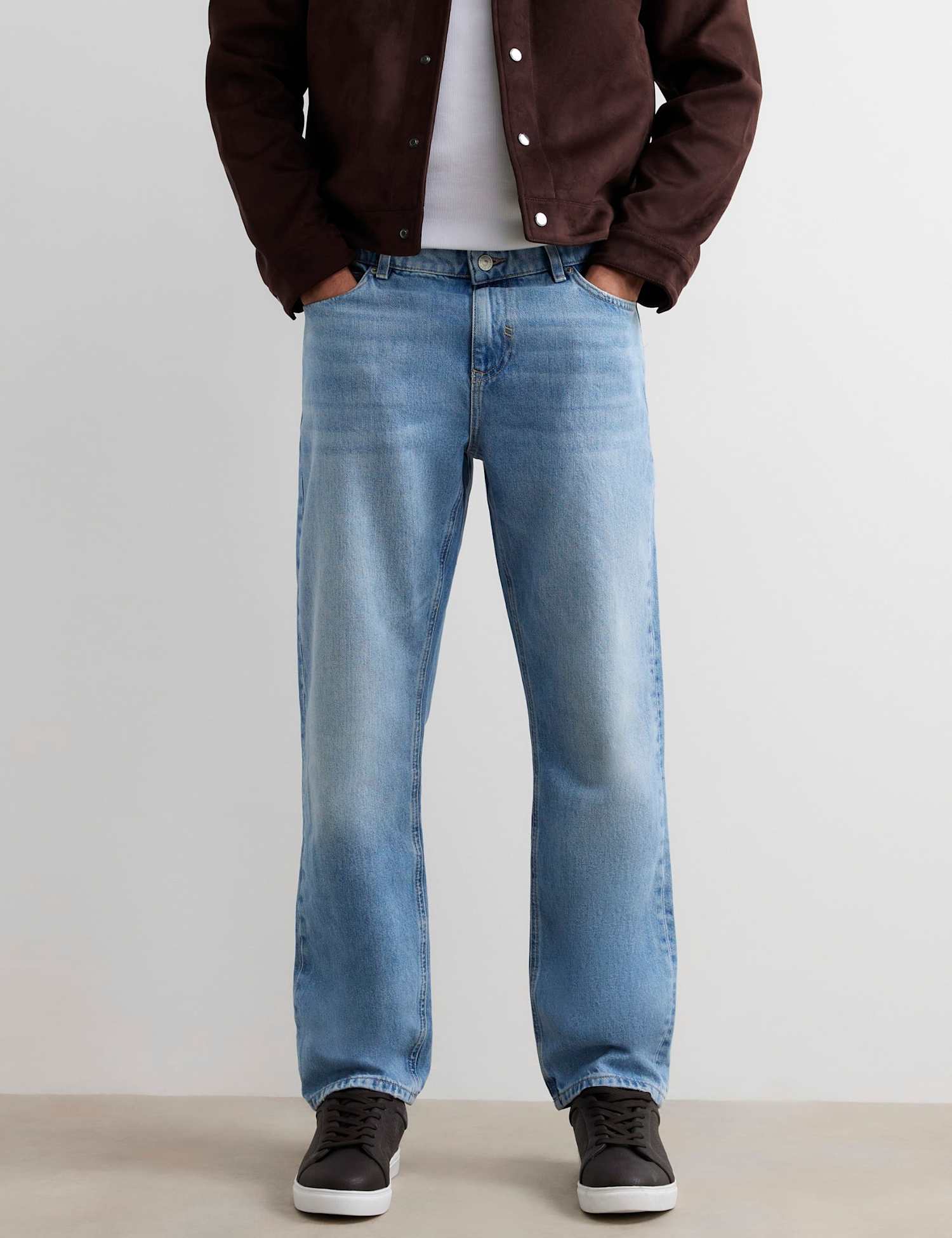 River Island Straight Fit Pure Cotton Jeans Blue Denim