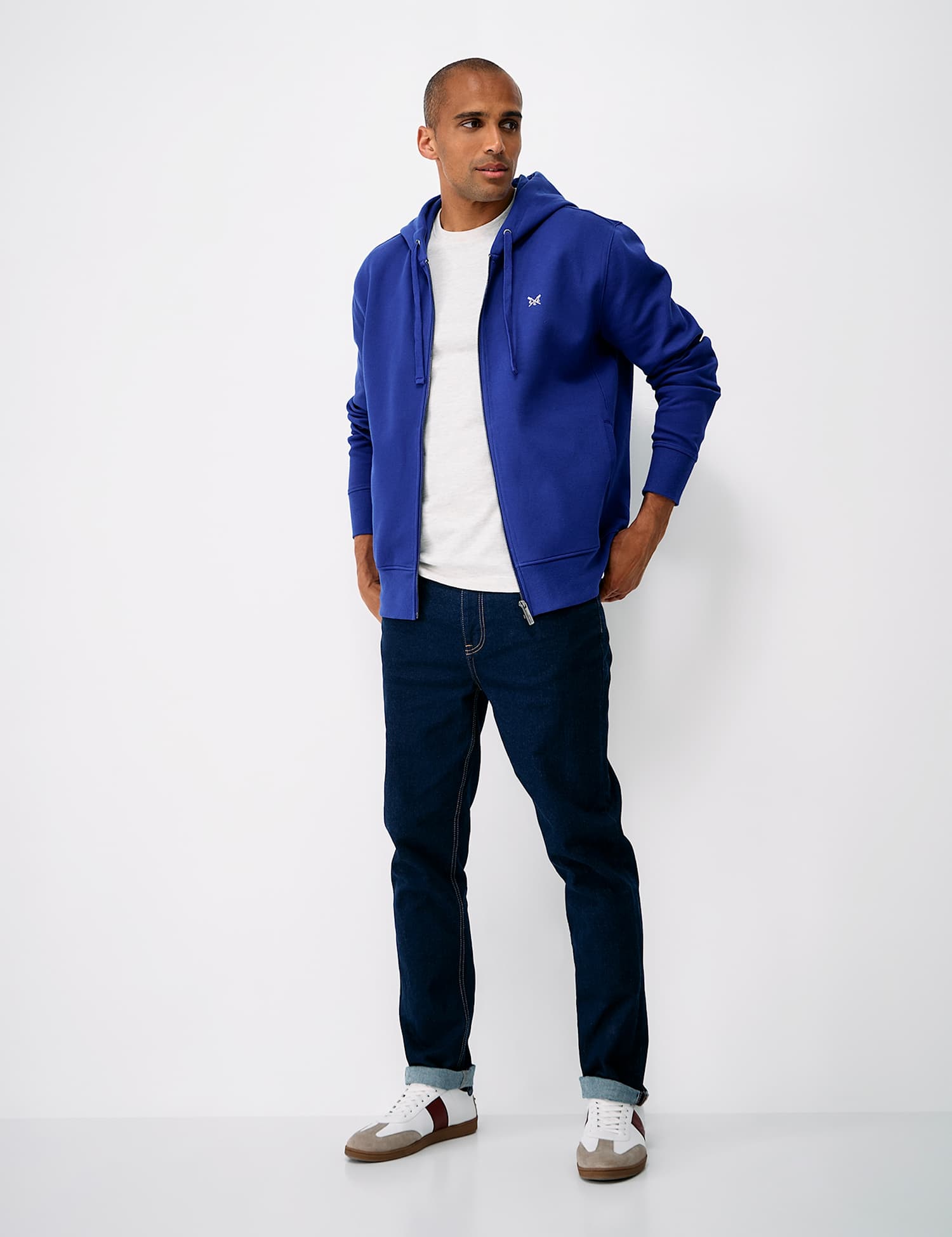 Crew Clothing Cotton Rich Knitted Hoodie Dark Blue