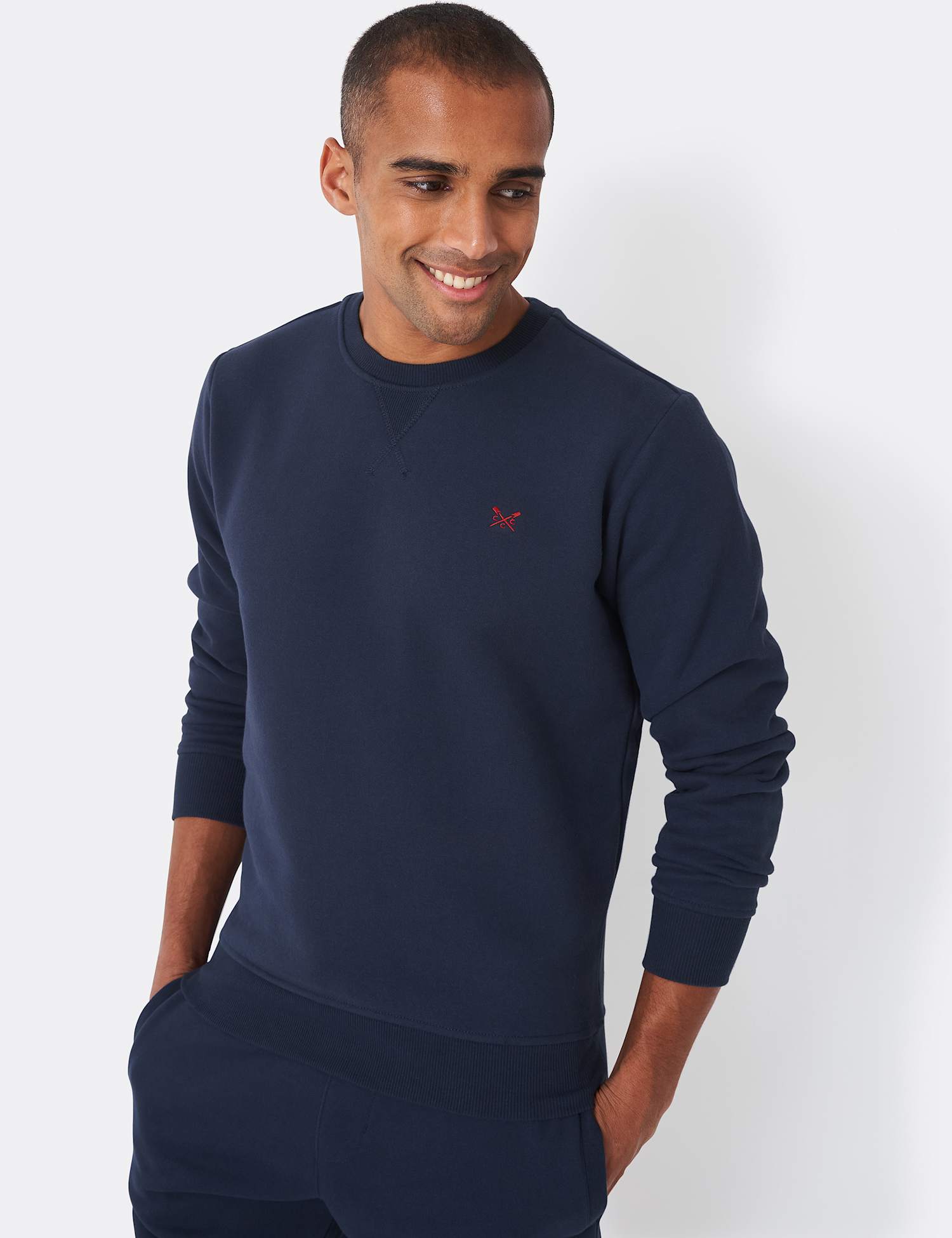 Crew Clothing Cotton Rich Crew Neck Sweatshirt Dark Navy