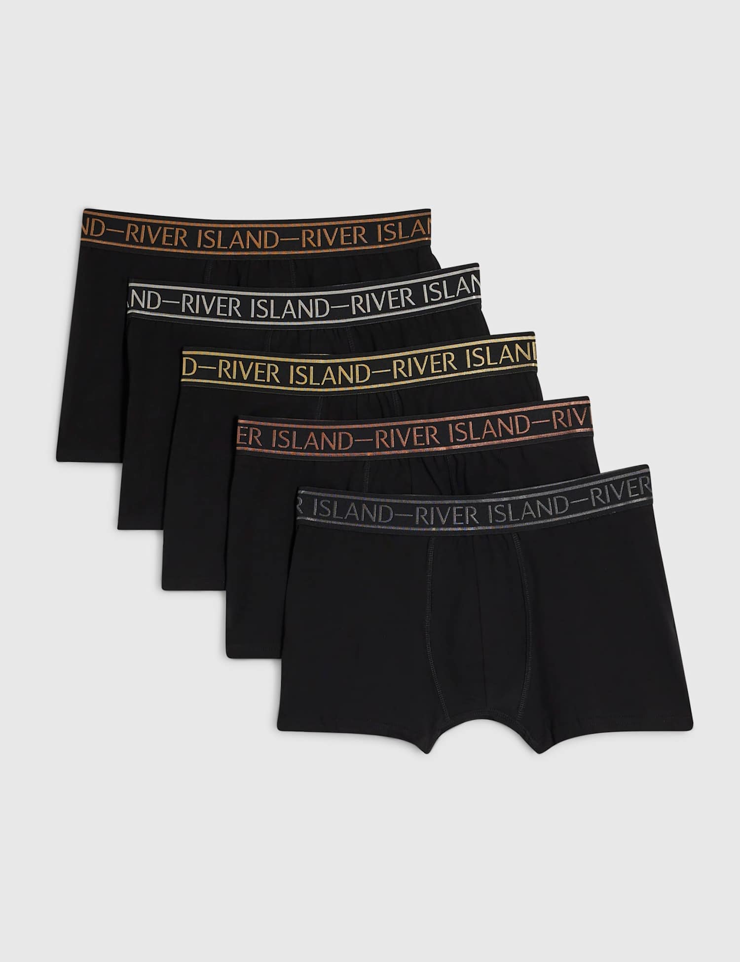 River Island 5pk Cotton Rich Trunks Black