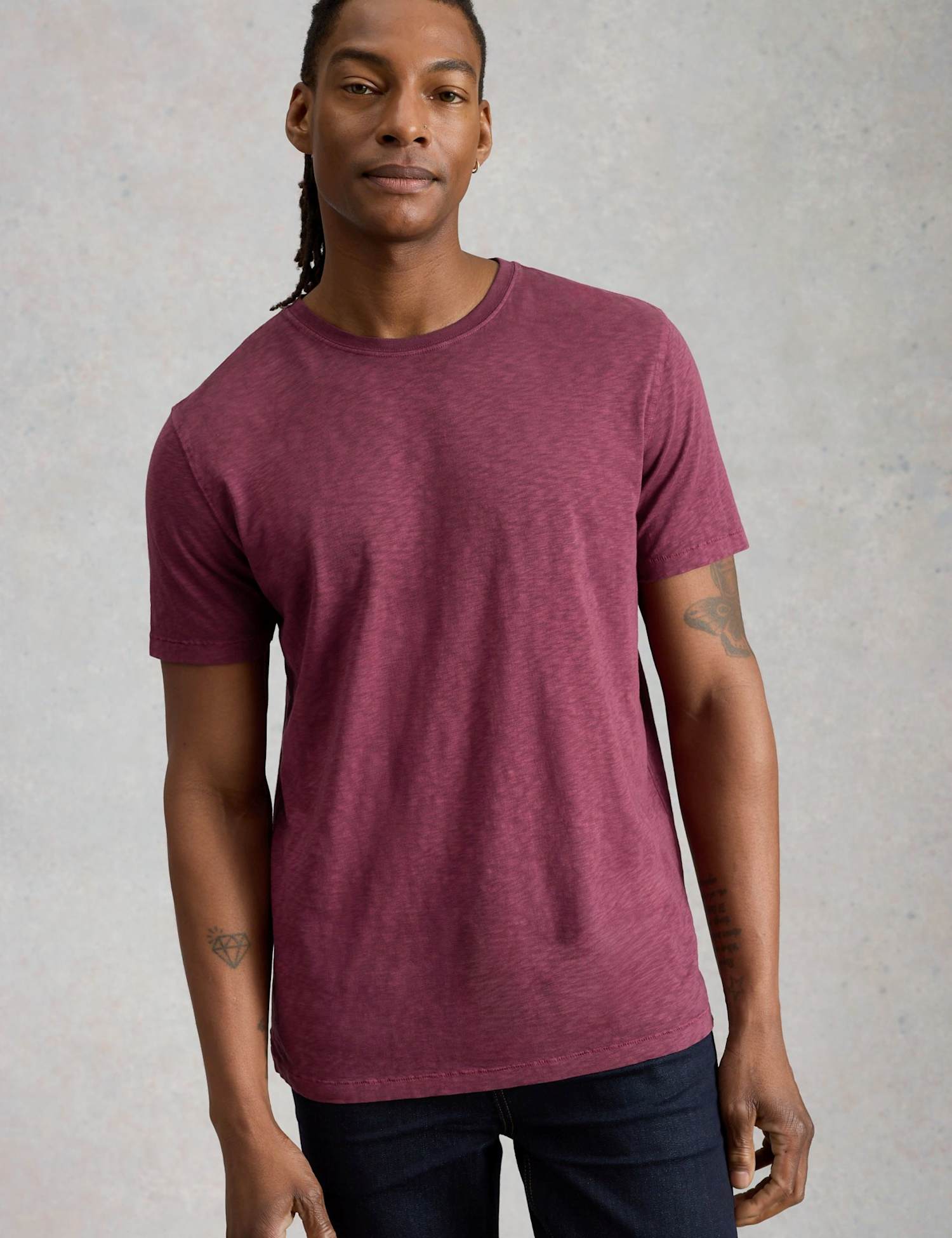 White Stuff Pure Cotton Crew Neck T-Shirt Purple