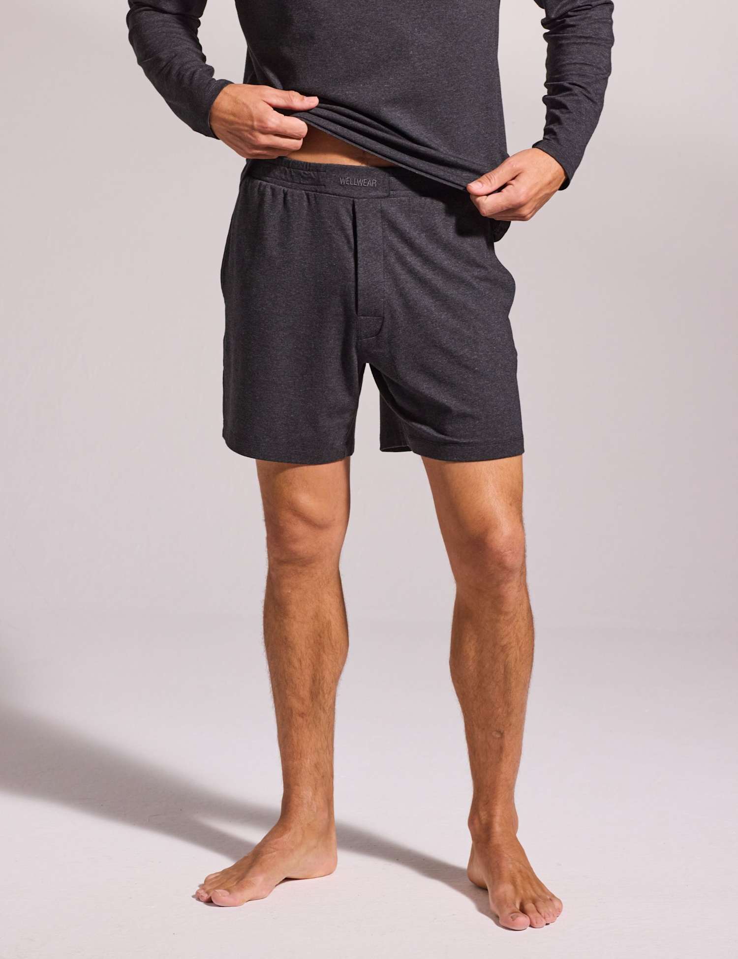 David Gandy Wellwear Premium Cotton Modal Pyjama Shorts Charcoal