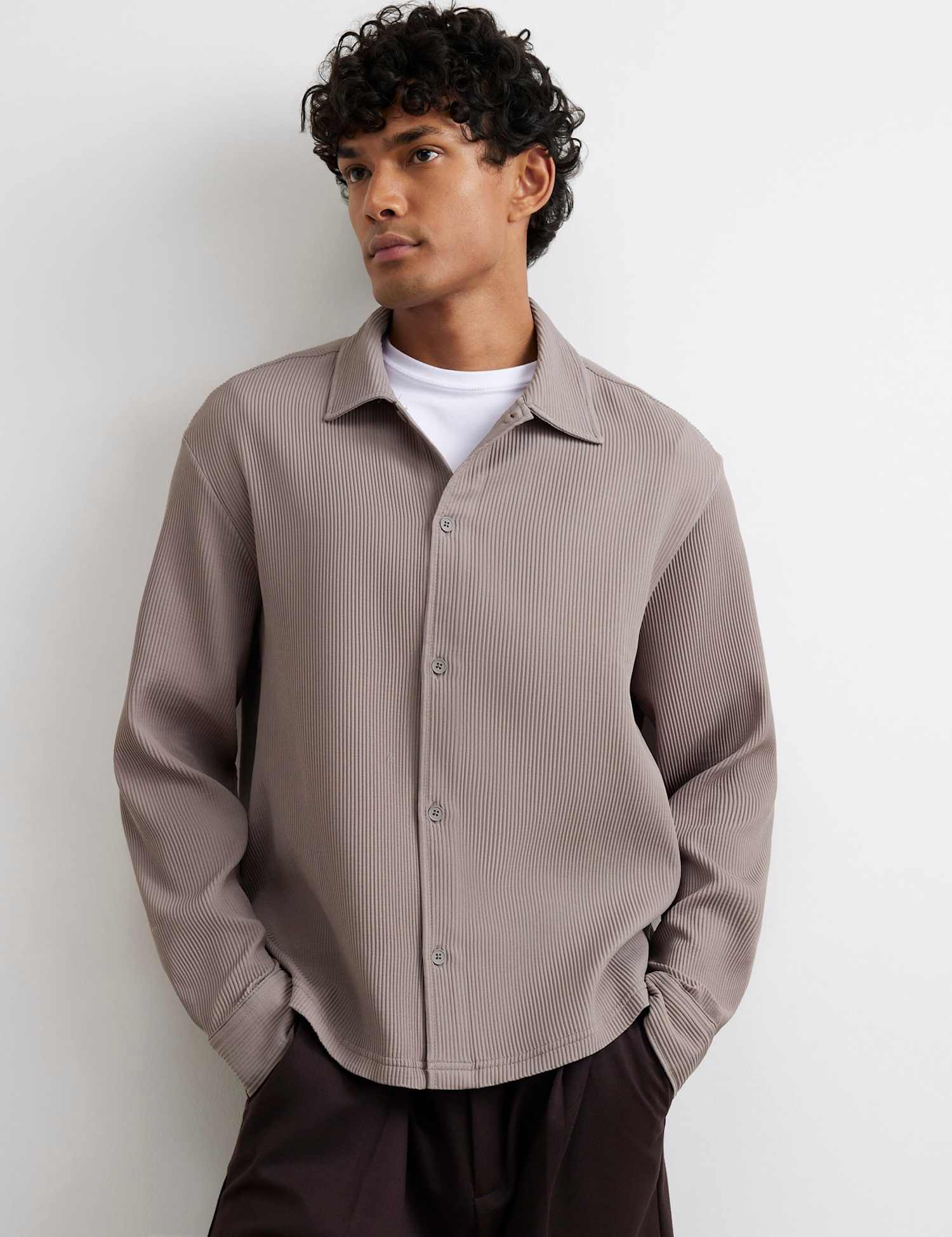 River Island Boxy Fit Shirt Stone