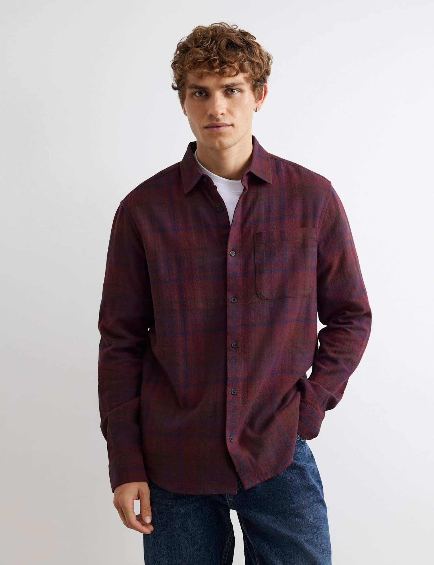 River Island Regular Fit Checked Shirt Red Mix
