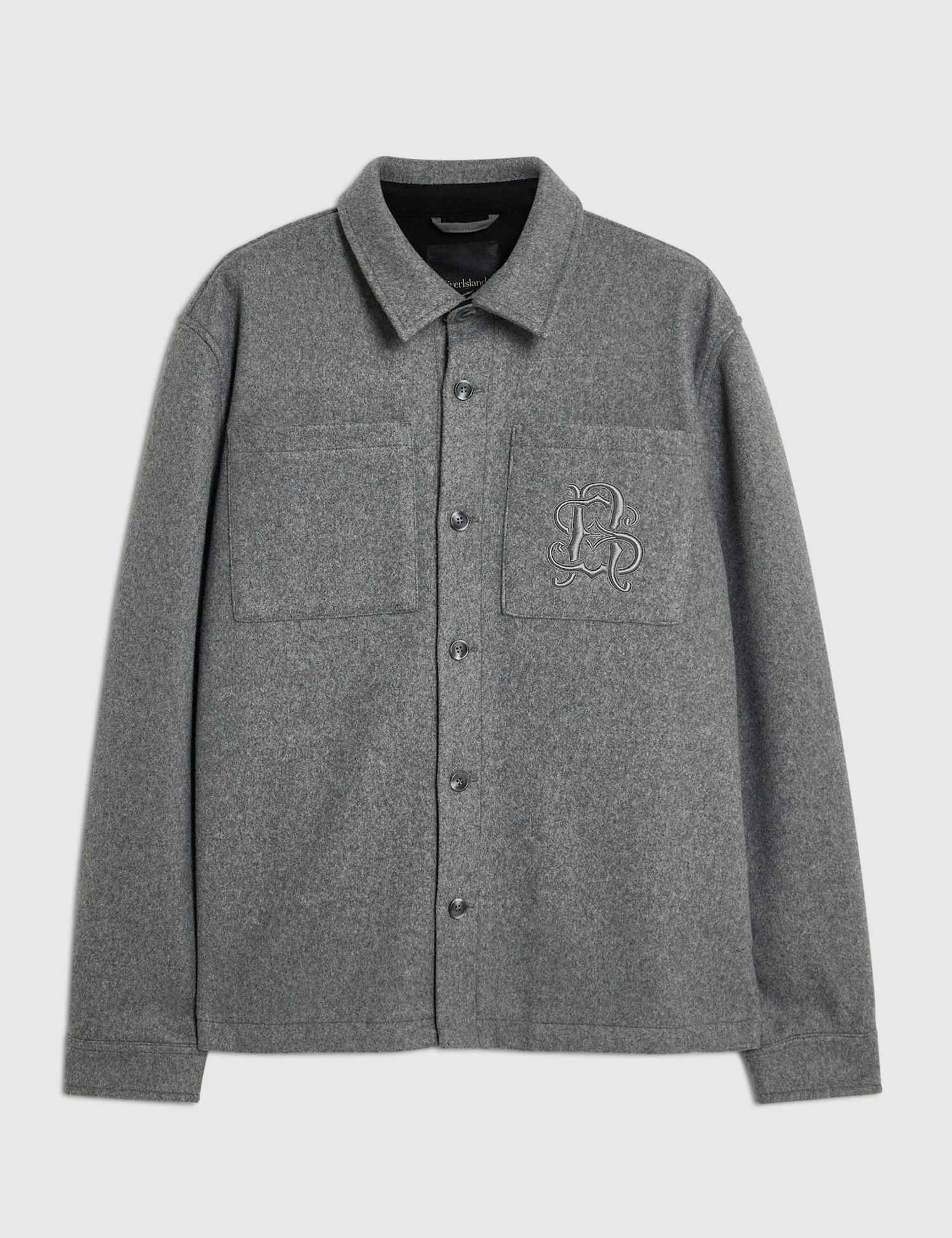 River Island Regular Fit Pure Cotton Textured Overshirt Grey