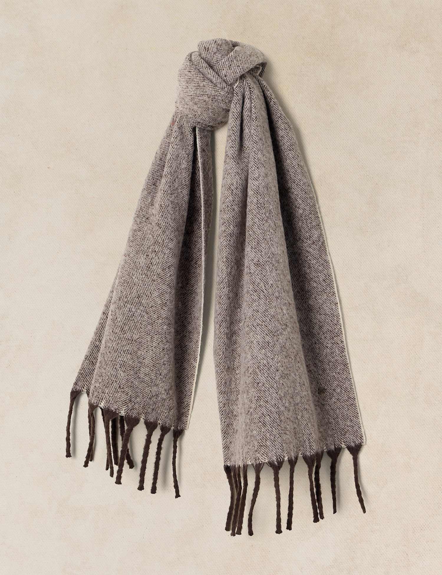 White Stuff Brushed Herringbone Scarf Brown