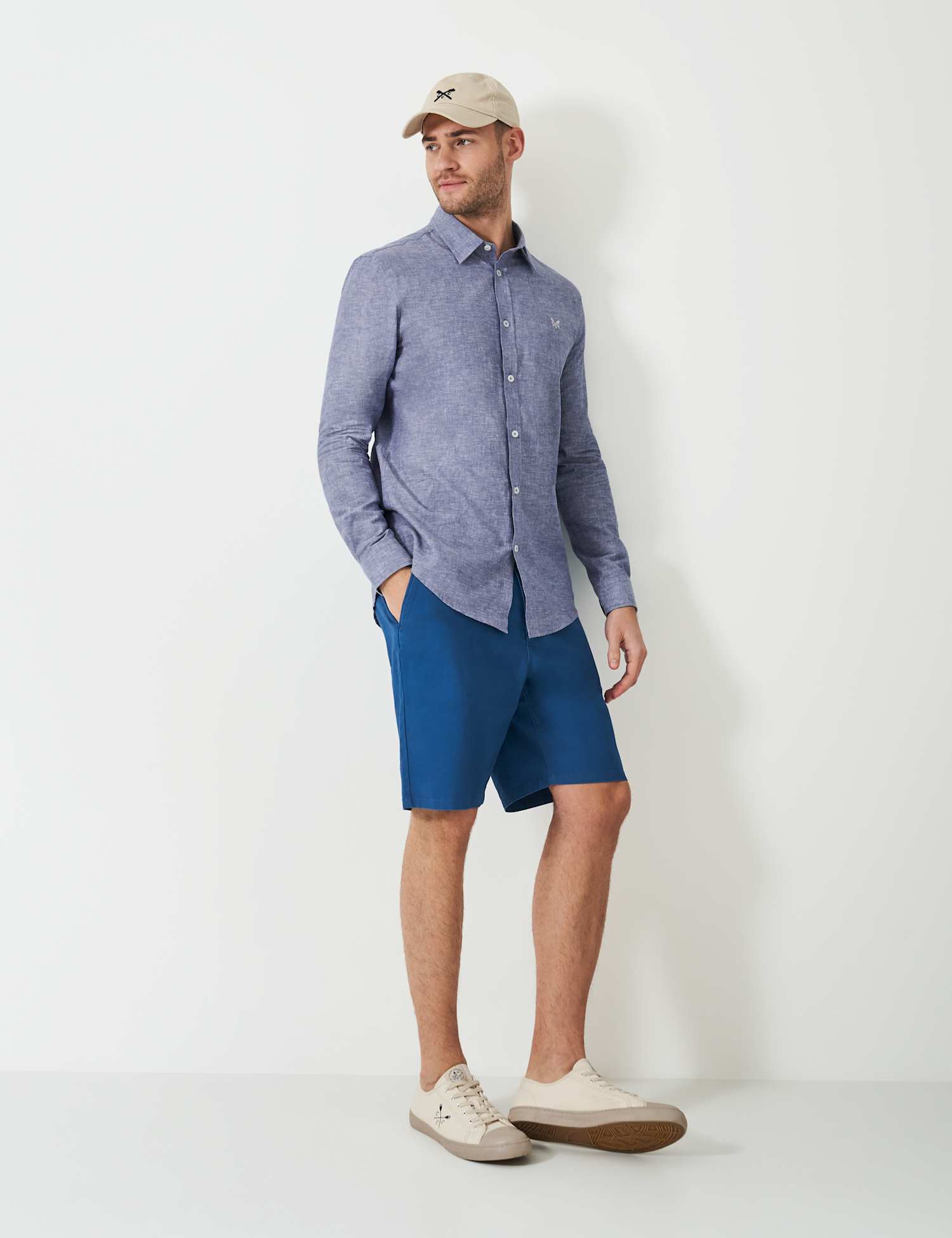 Crew Clothing Linen Rich Shirt Dark Blue