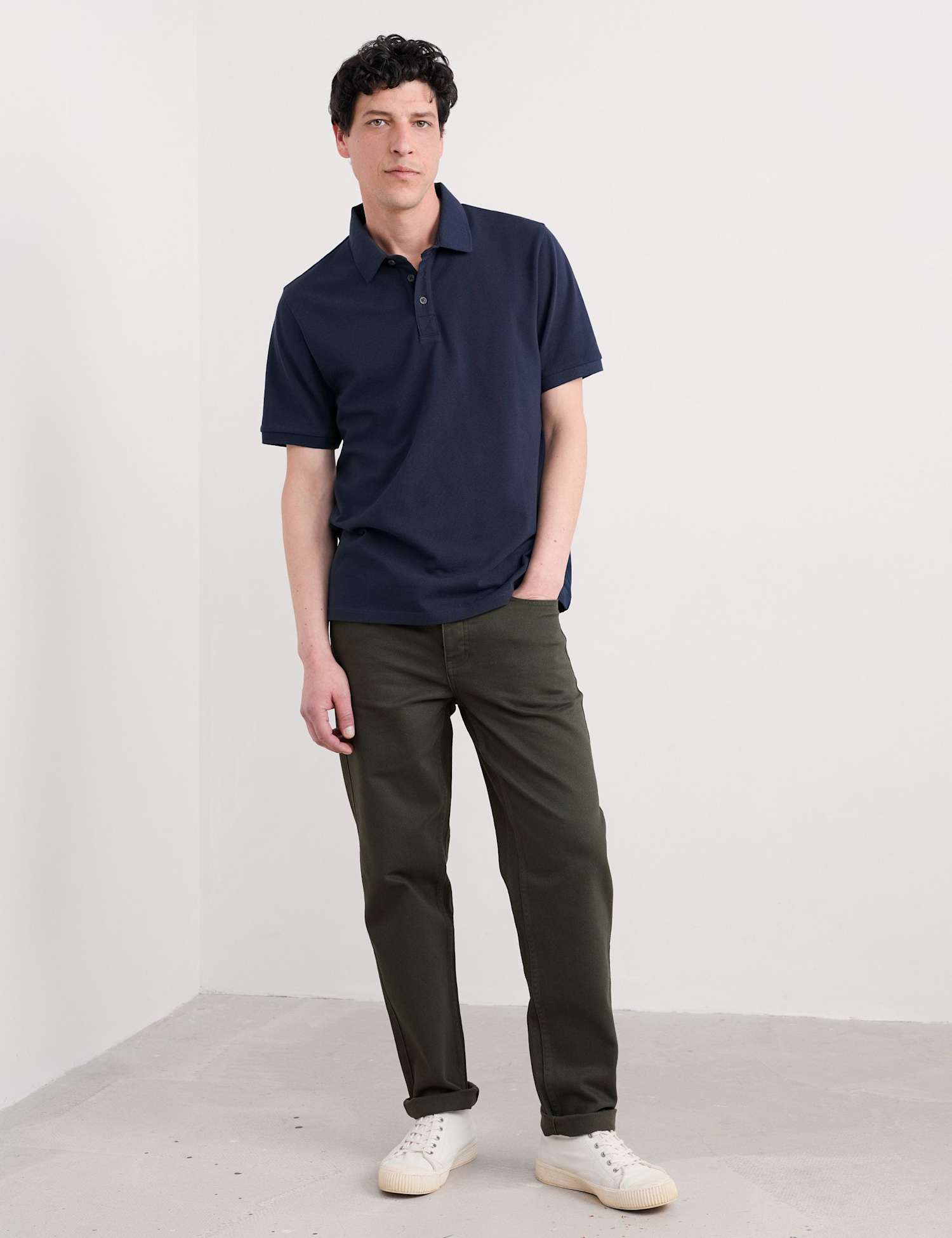 Seasalt Cornwall Pure Cotton Polo Shirt Navy