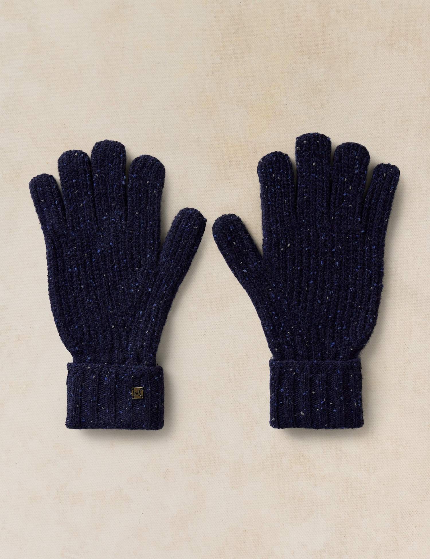 White Stuff Wool Rich Ribbed Knitted Gloves Dark Navy