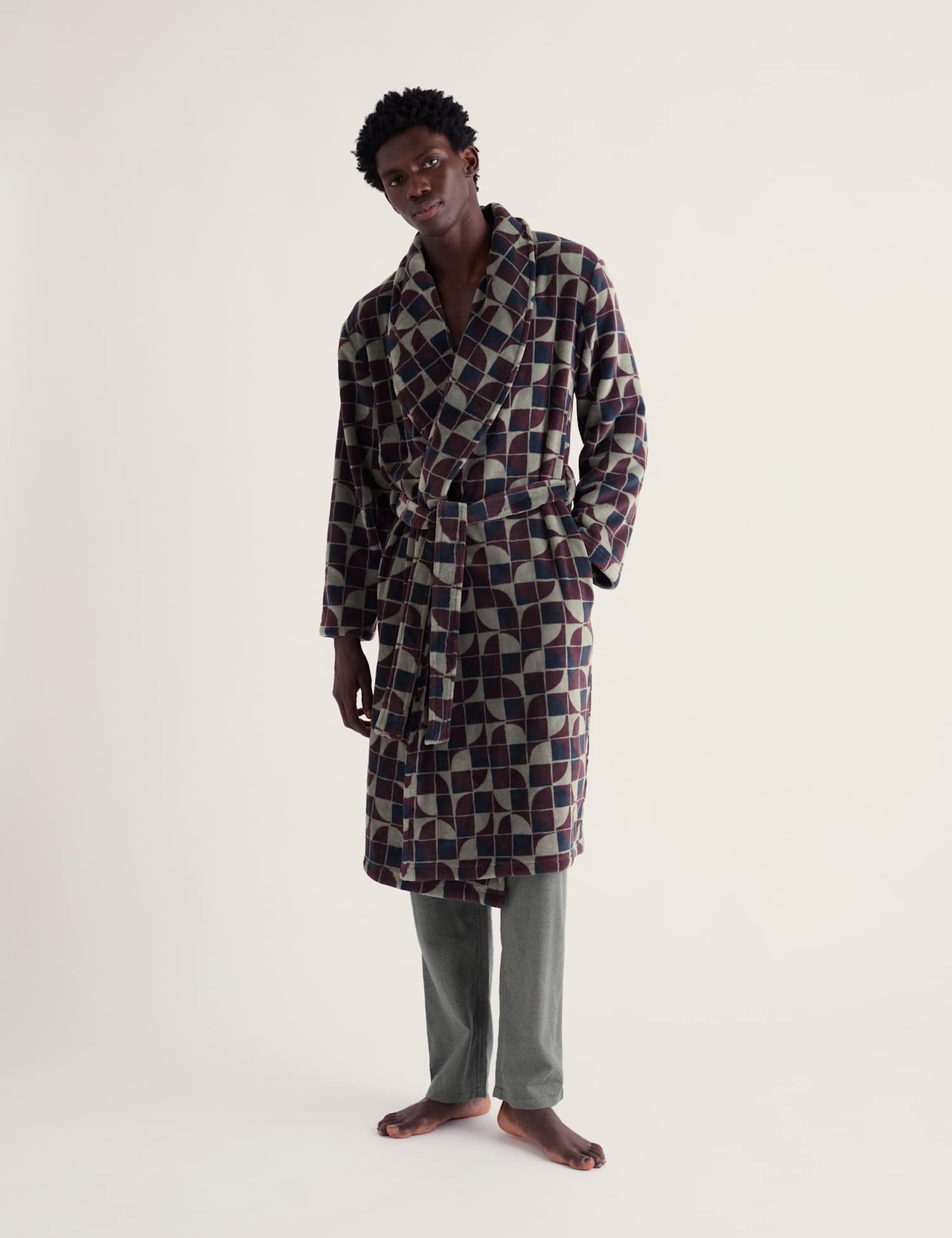 Seasalt Cornwall Printed Dressing Gown Burgundy Mix