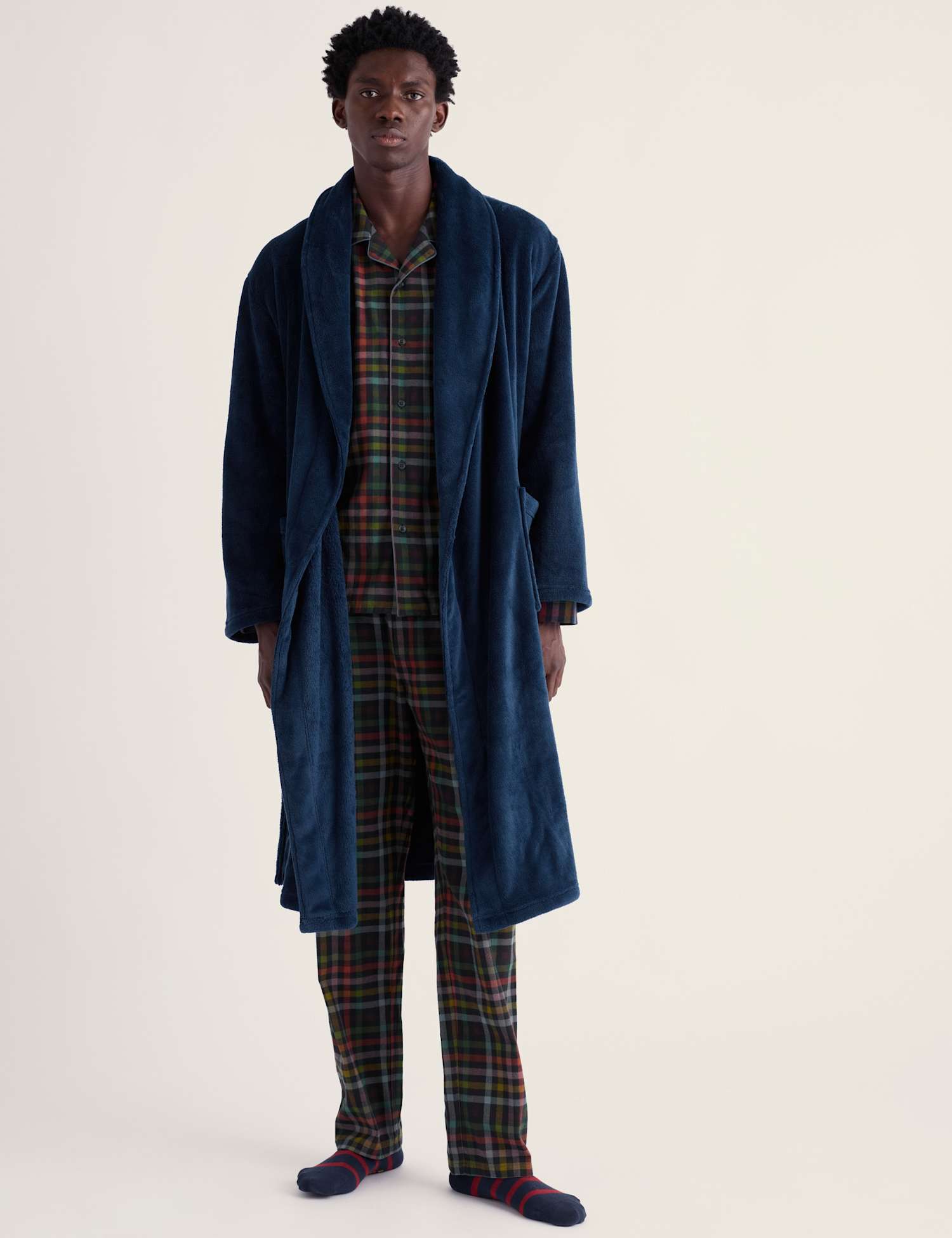 Seasalt Cornwall Shawl Collar Dressing Gown Navy