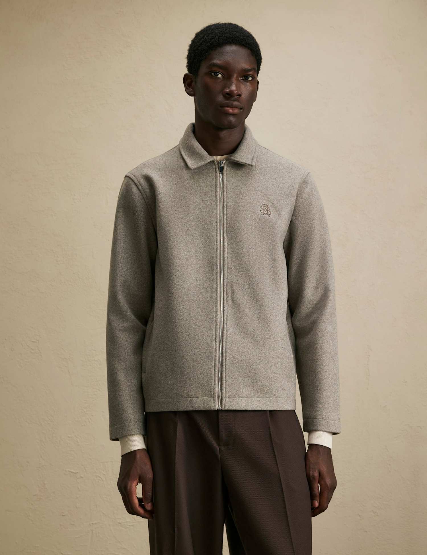 River Island Textured Zip Through Shacket Stone