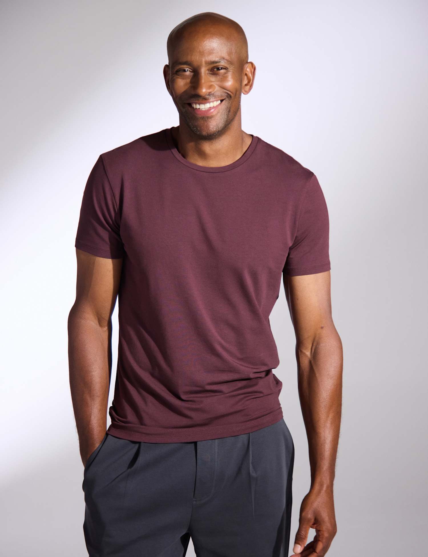 David Gandy Wellwear Ultimate Cotton Modal Crew Neck T-Shirt Plum