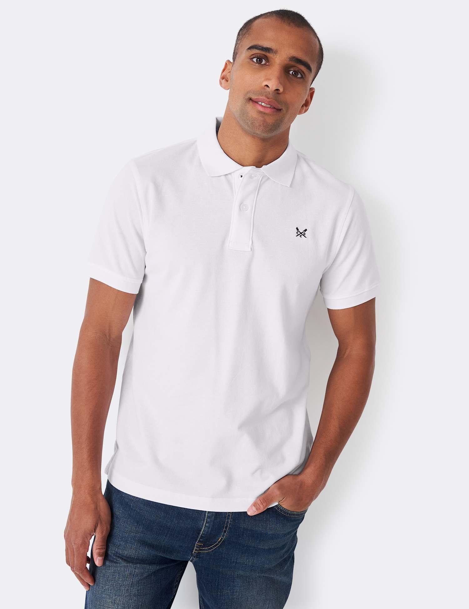Crew Clothing Pure Cotton Pique Polo Shirt White