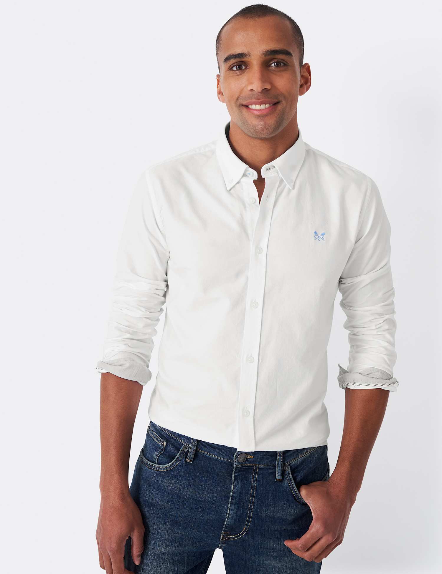 Crew Clothing Slim Fit Pure Cotton Oxford Shirt White