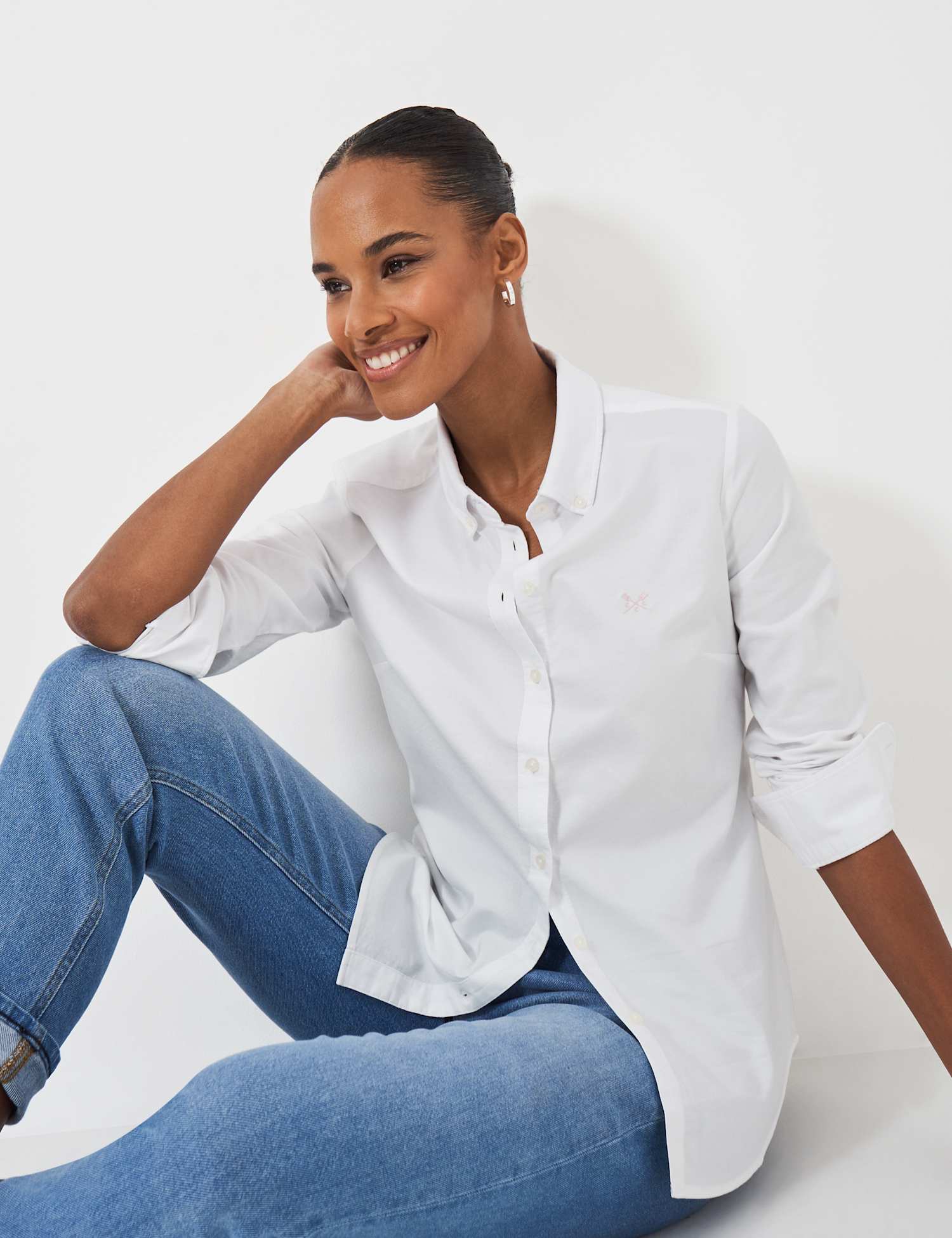 Crew Clothing Pure Cotton Collared Shirt White