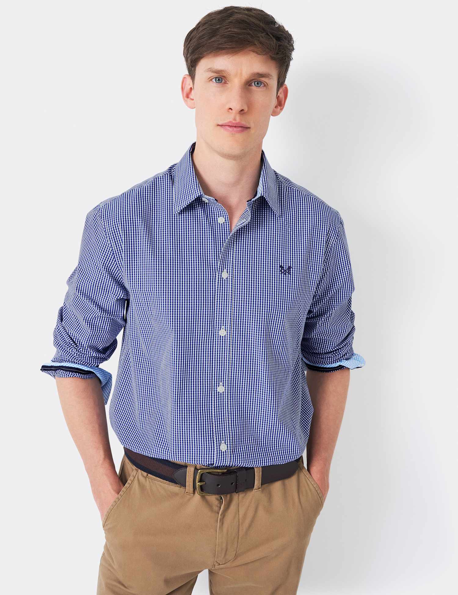 Crew Clothing Pure Cotton Check Shirt Navy Mix