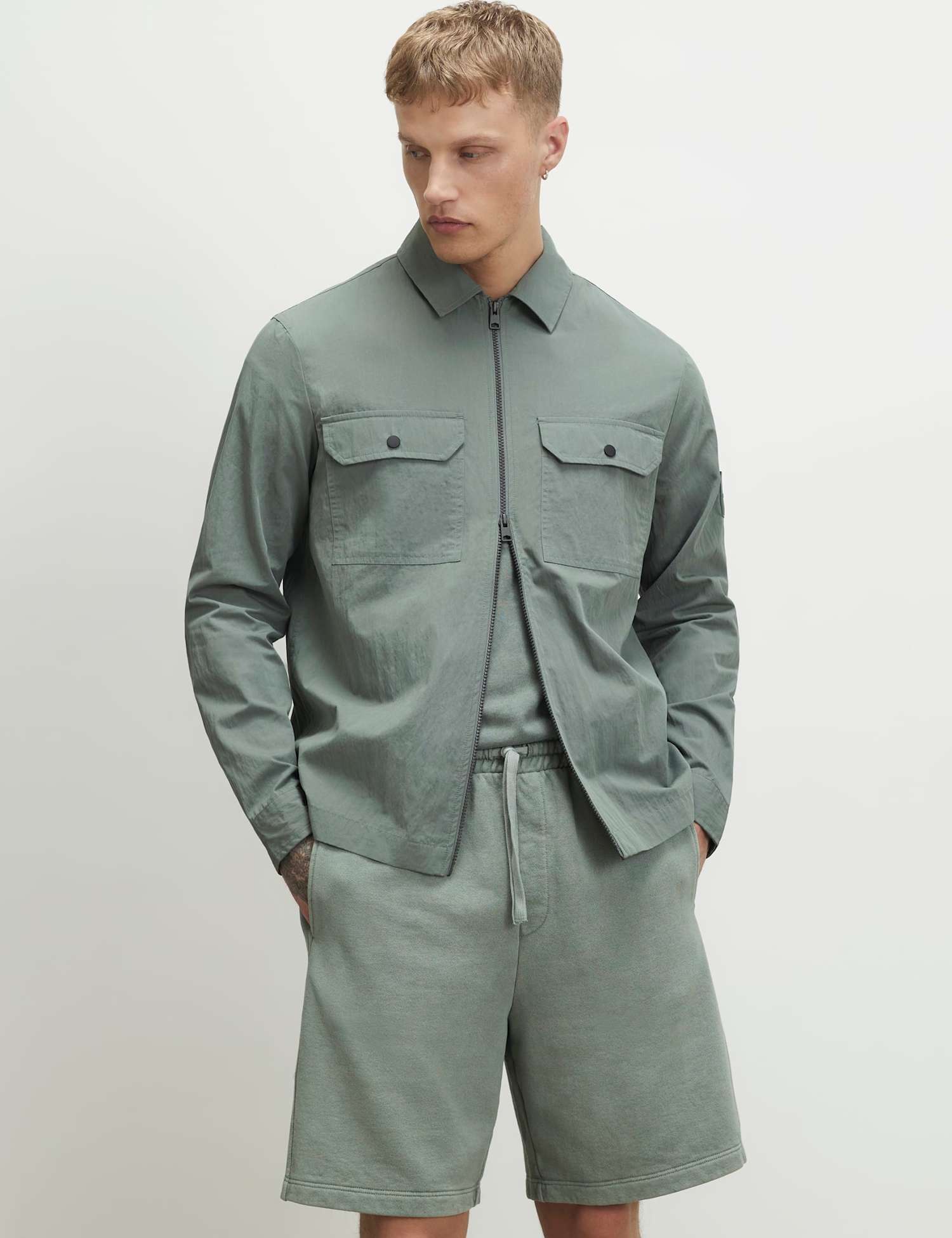 River Island Regular Fit Utility Overshirt Green