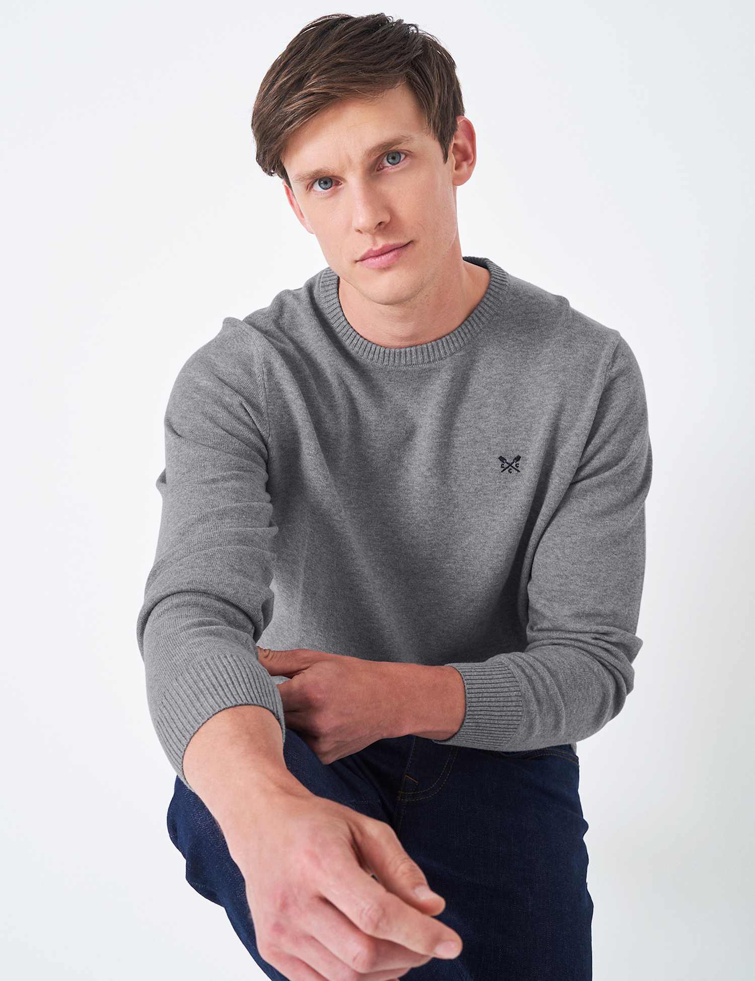 Crew Clothing Cotton Crew Neck Jumper Grey