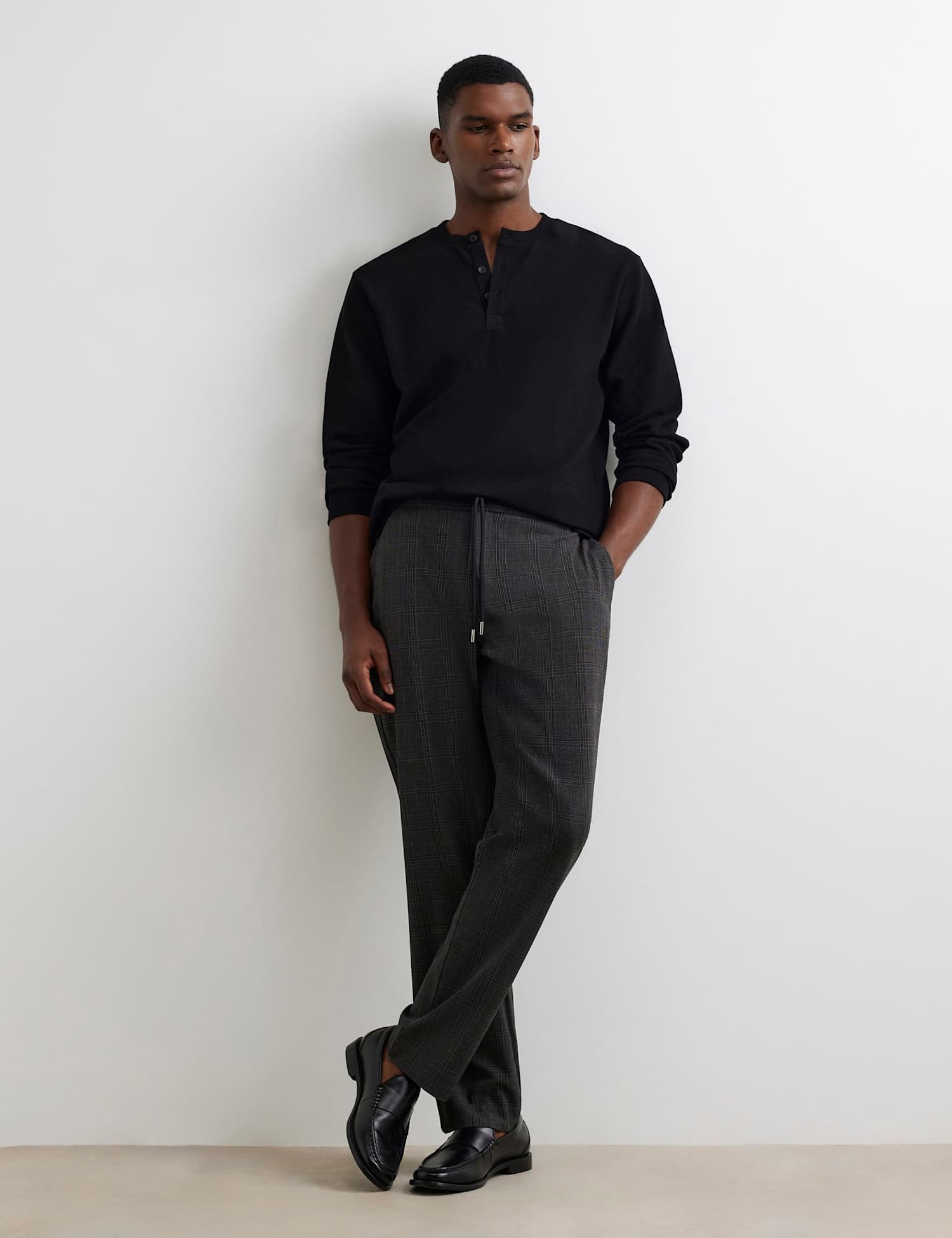 River Island Checked Slim Fit Joggers Brown Mix