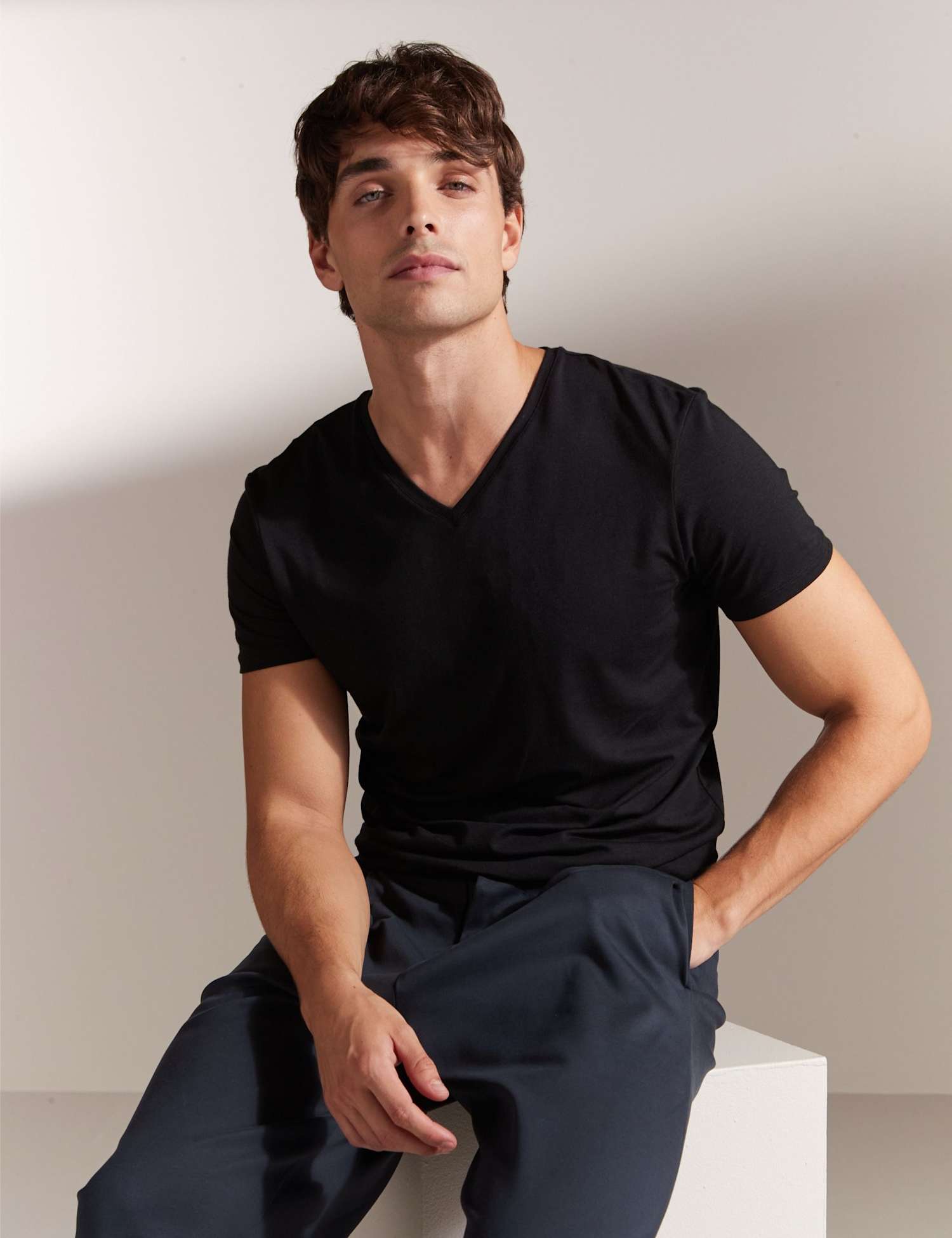 David Gandy Wellwear Ultimate Cotton Modal V-Neck T-Shirt Black
