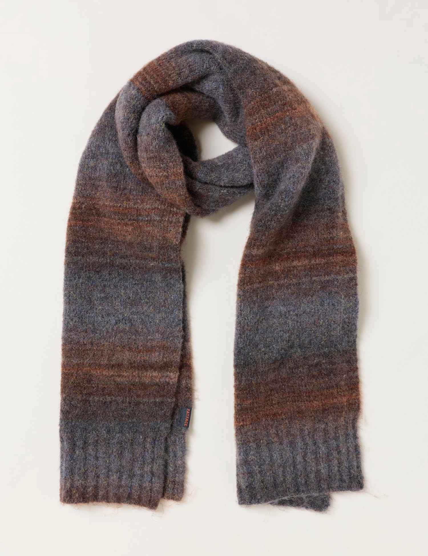 FatFace Ombre Spacedye Striped Scarf Orange Mix