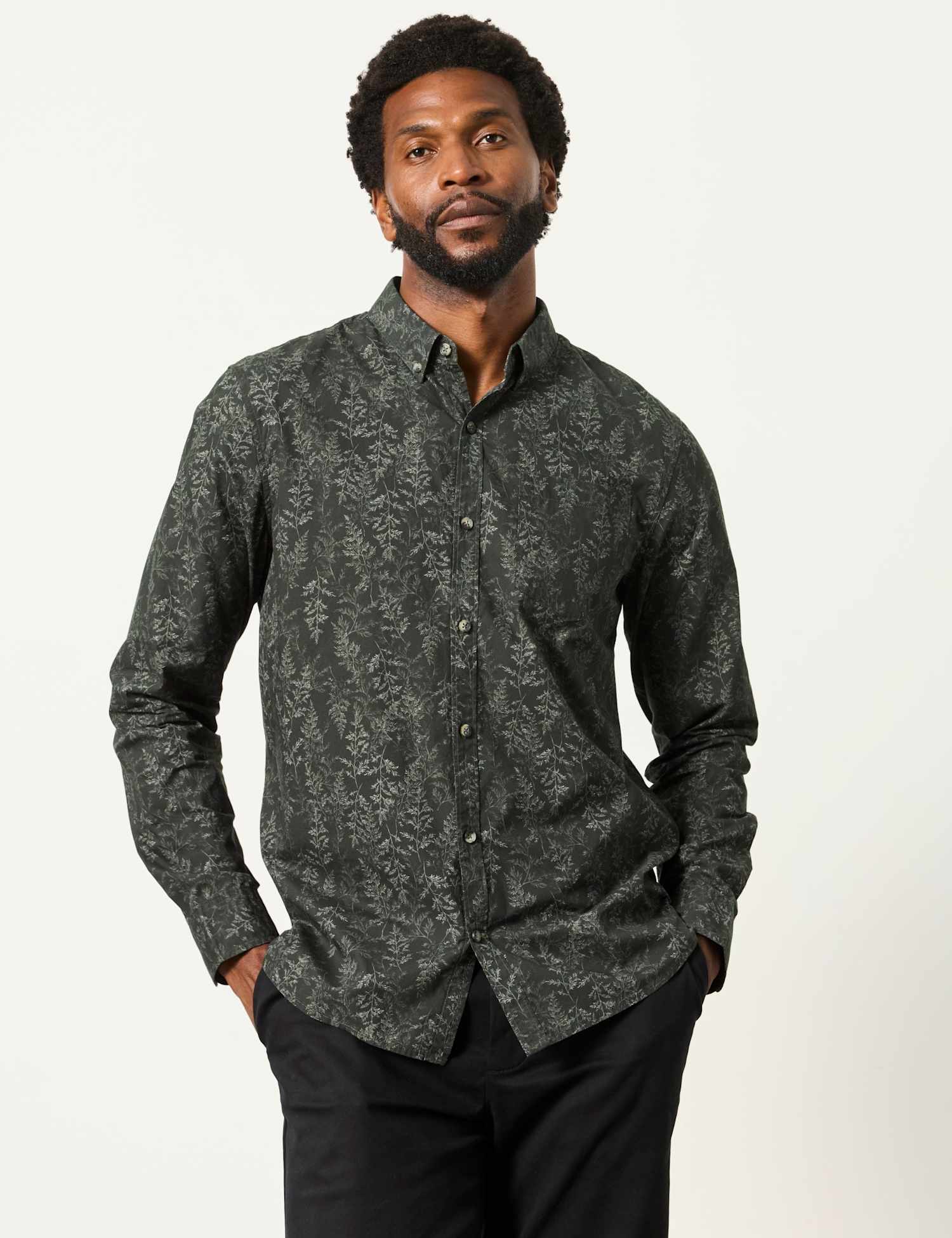 FatFace Regular Fit Pure Cotton Printed Shirt Black Mix