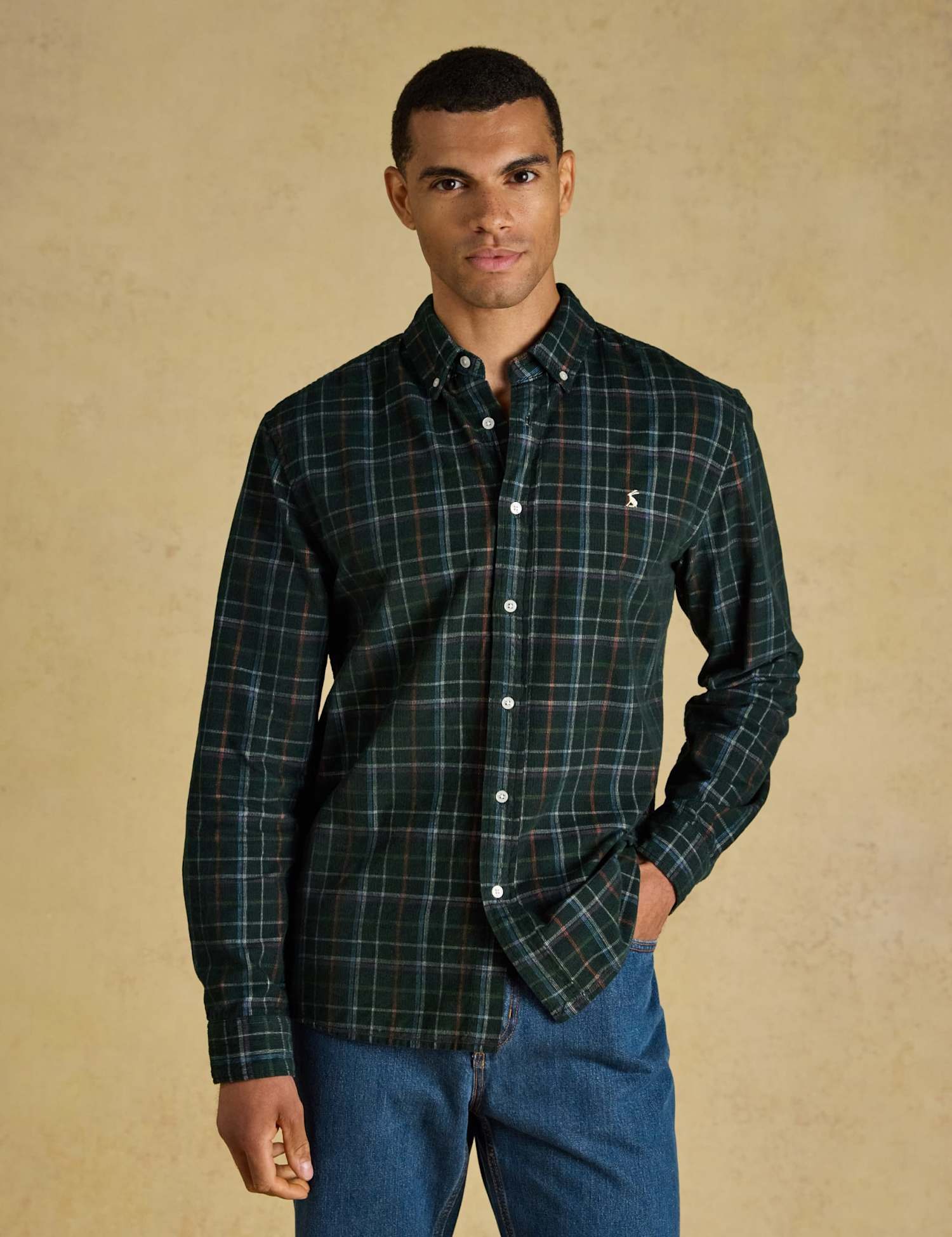 Joules Regular Fit Corduroy Shirt Green Mix