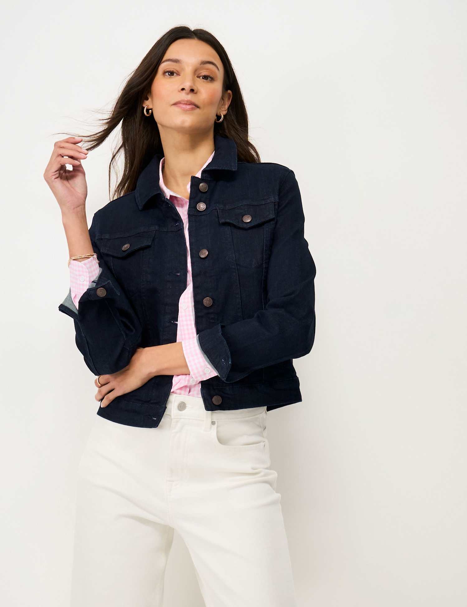 Crew Clothing Cotton Rich Denim Western Jacket Dark Blue