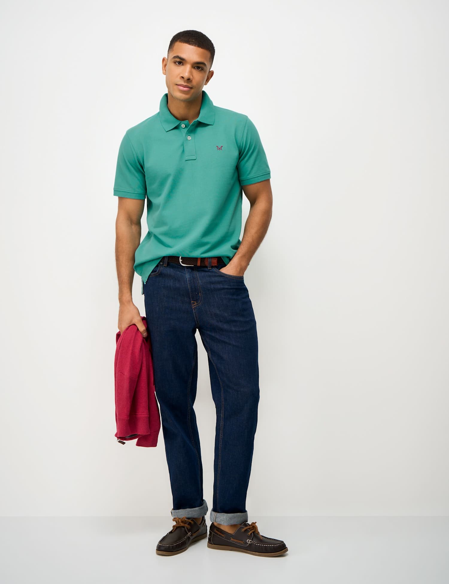 Crew Clothing Pure Cotton Polo Shirt Teal Green