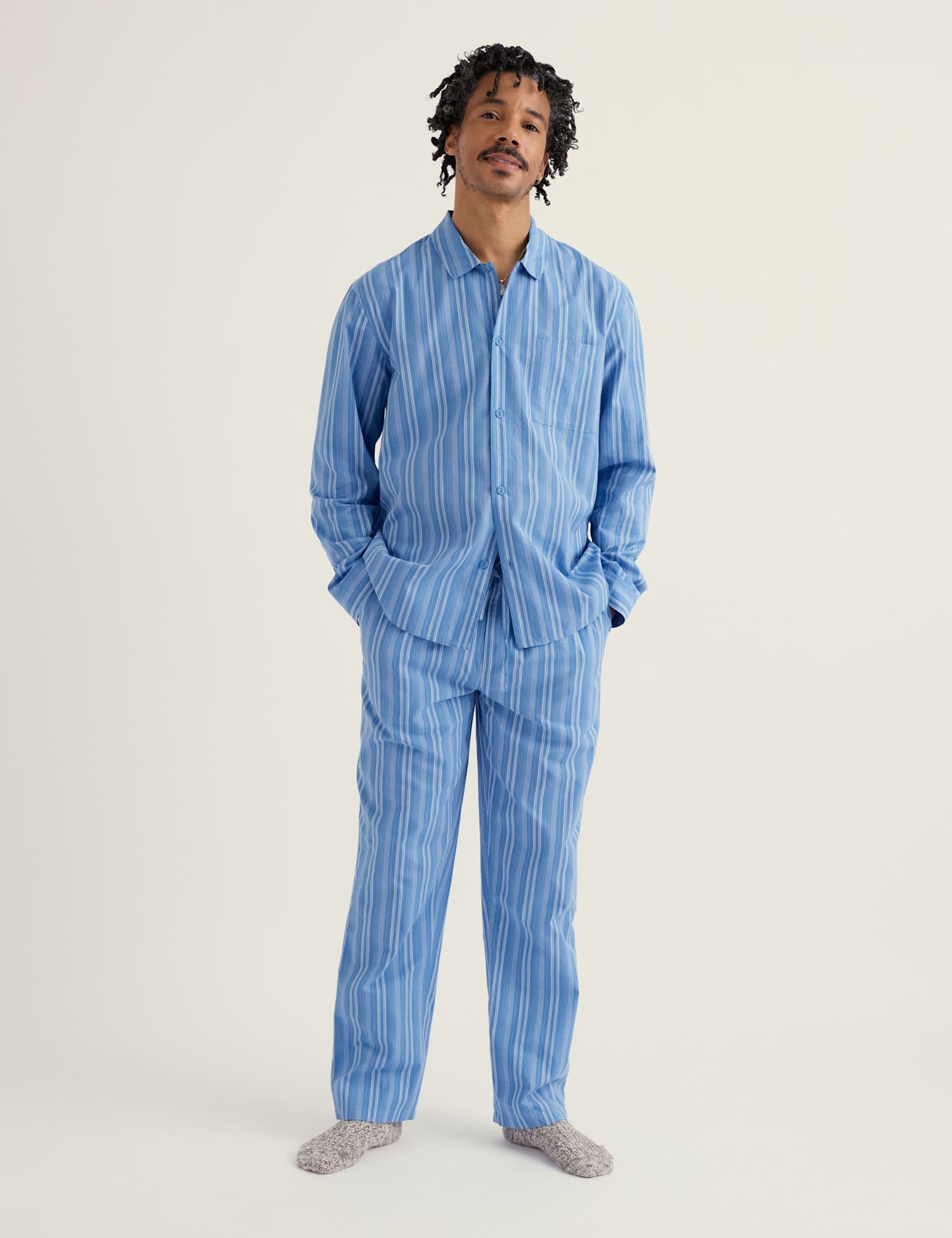 Seasalt Cornwall Pure Cotton Striped Pyjama Set Blue Mix