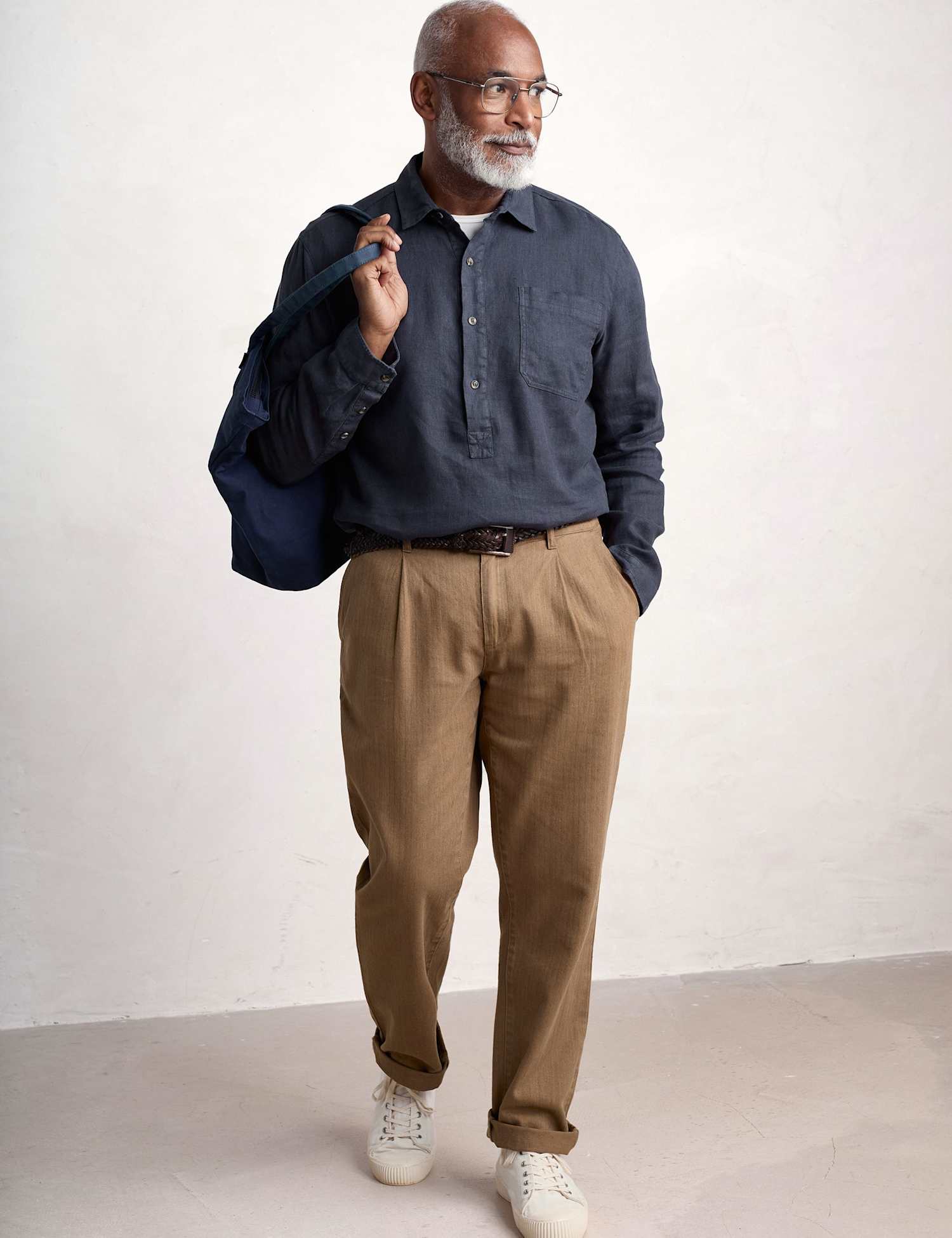 Seasalt Cornwall Pure Linen Textured Shirt Navy
