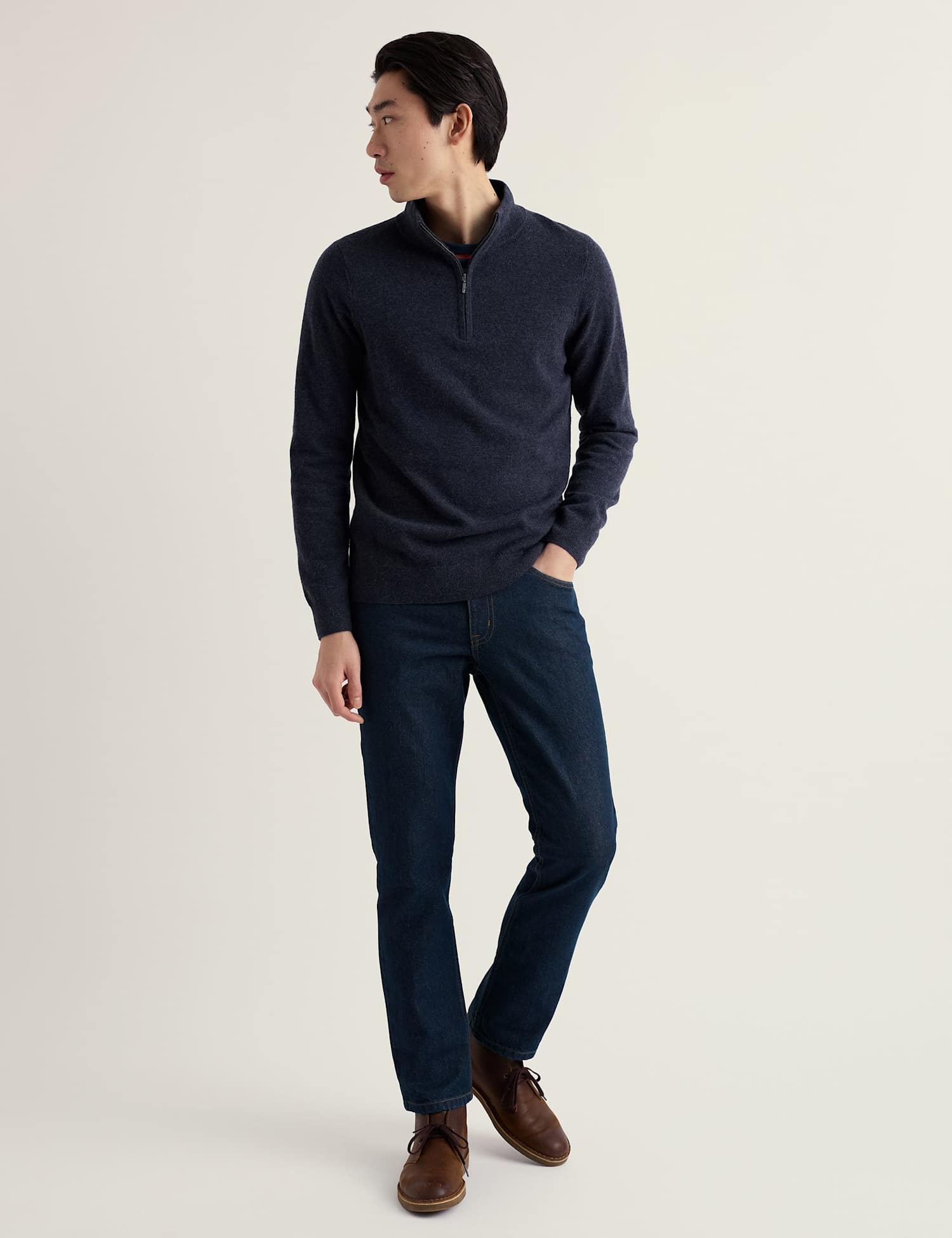 Seasalt Cornwall Merino Wool Rich Half Zip Jumper Dark Navy